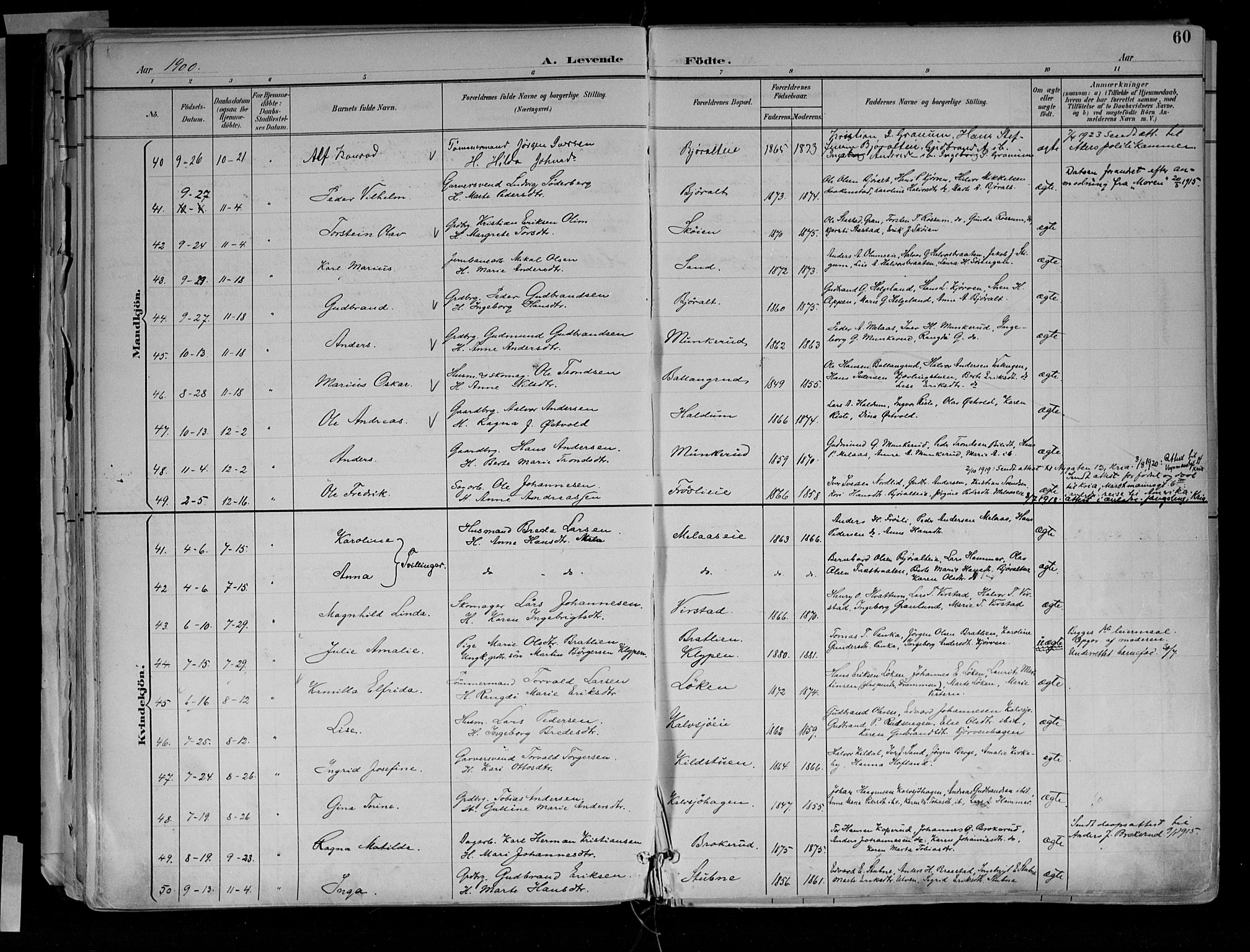 Jevnaker prestekontor, AV/SAH-PREST-116/H/Ha/Haa/L0010: Parish register (official) no. 10, 1891-1906, p. 60