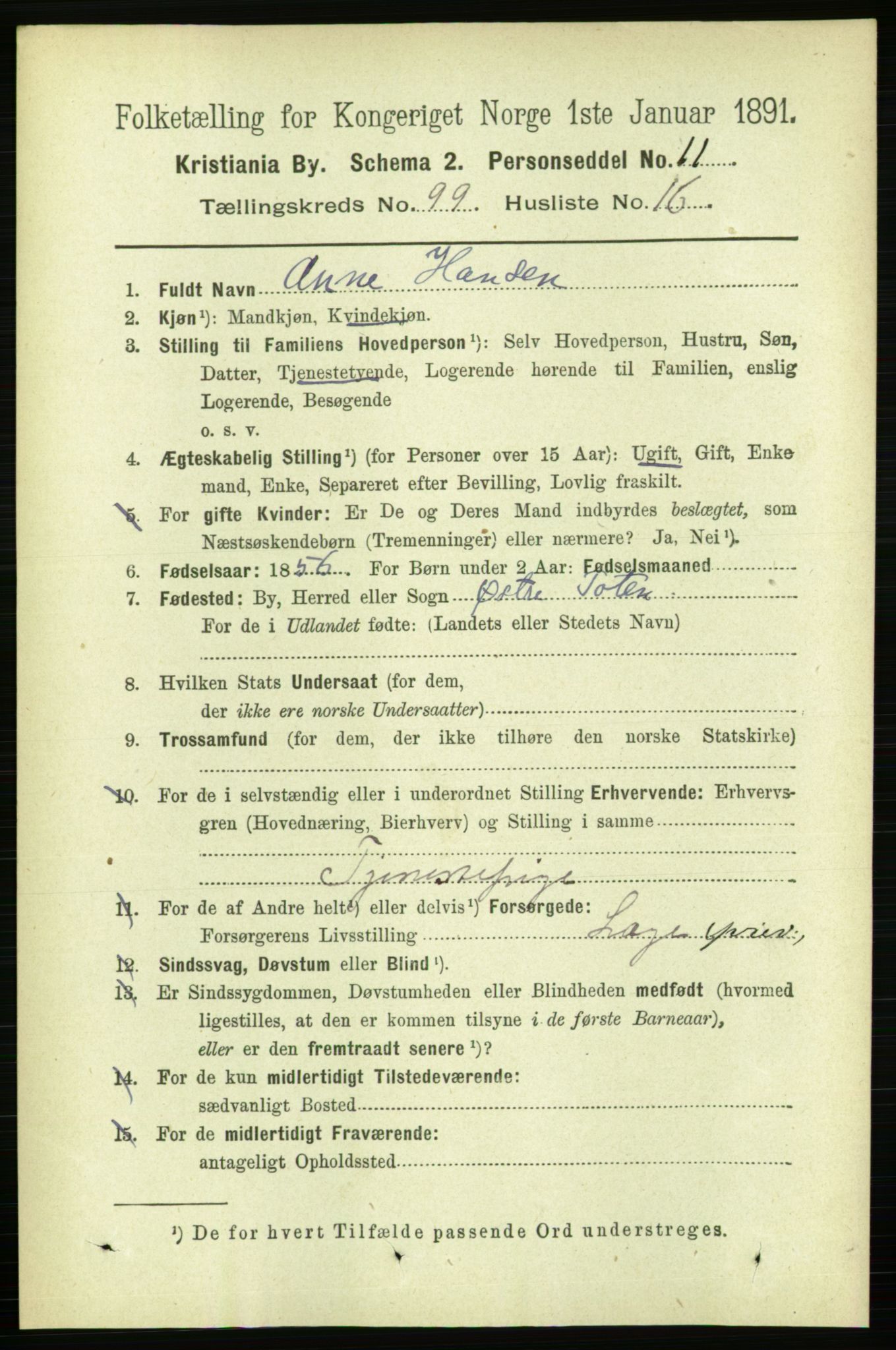 RA, 1891 census for 0301 Kristiania, 1891, p. 48826