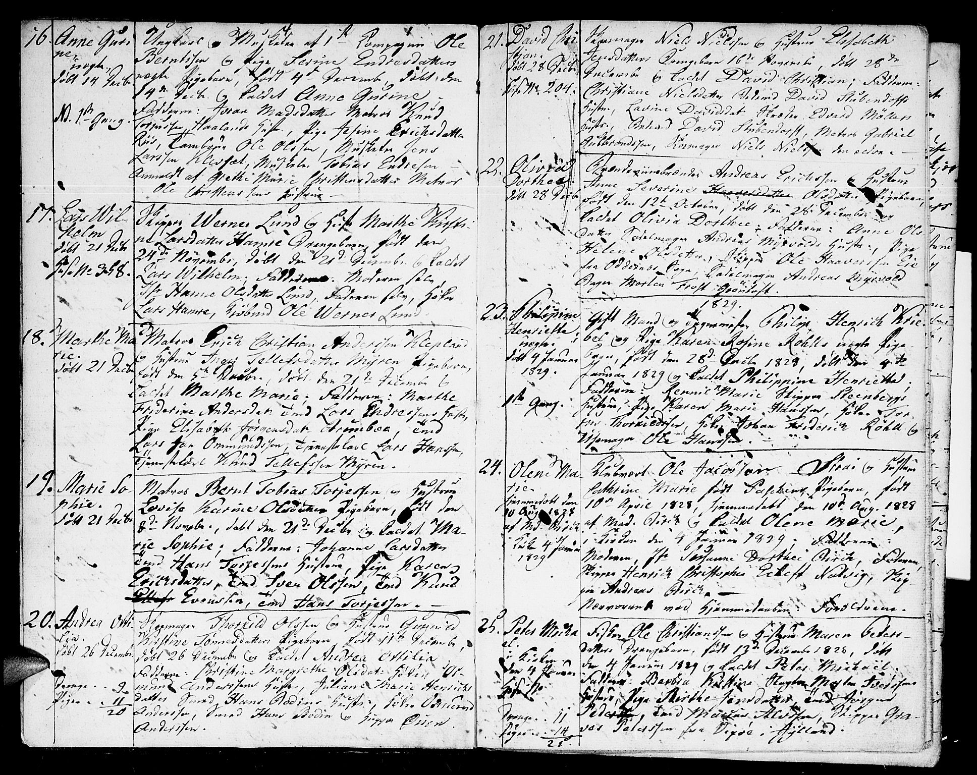 Kristiansand domprosti, AV/SAK-1112-0006/F/Fb/L0006: Parish register (copy) no. B 6, 1828-1829, p. 4-5