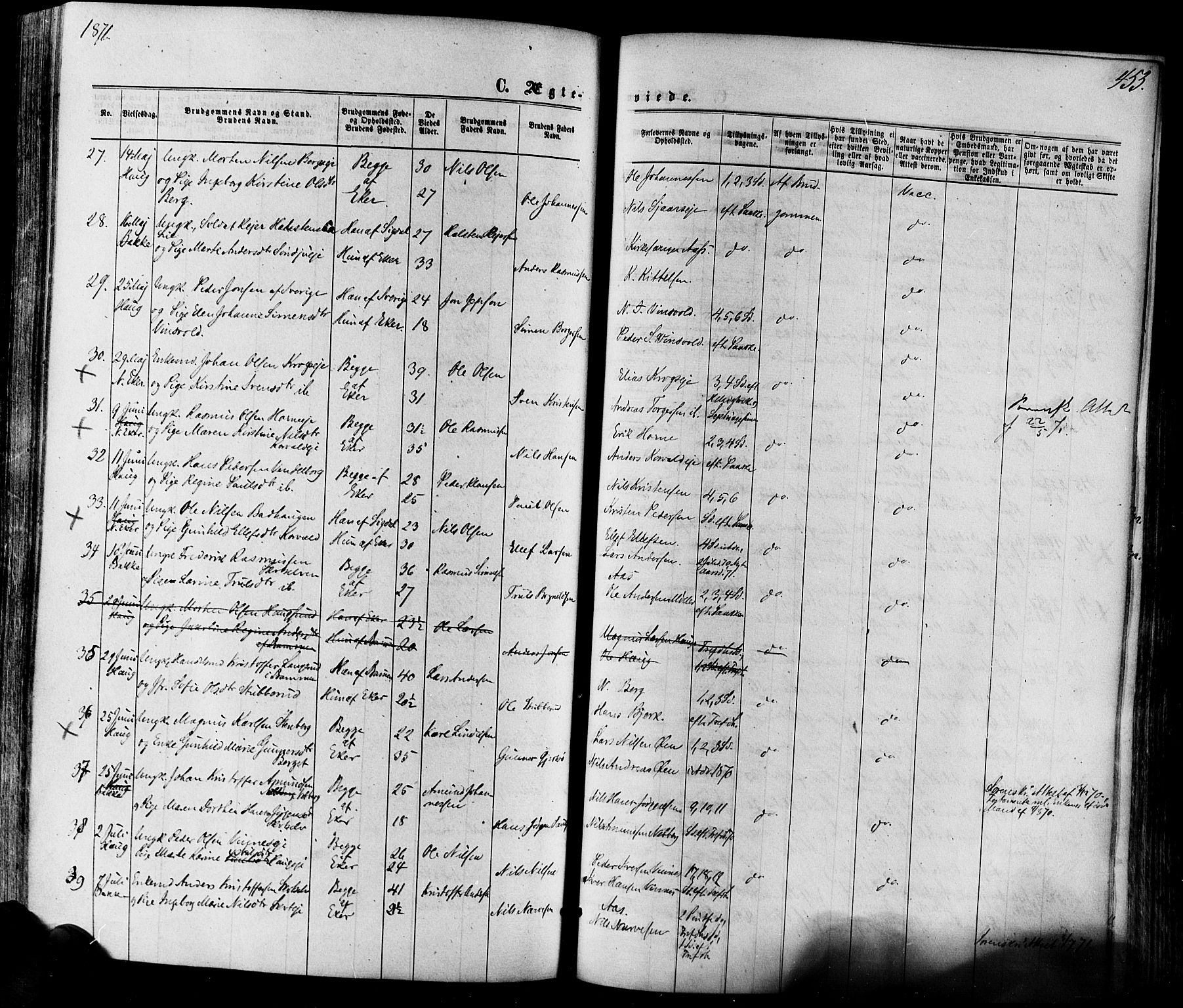 Eiker kirkebøker, AV/SAKO-A-4/F/Fa/L0017: Parish register (official) no. I 17, 1869-1877, p. 453