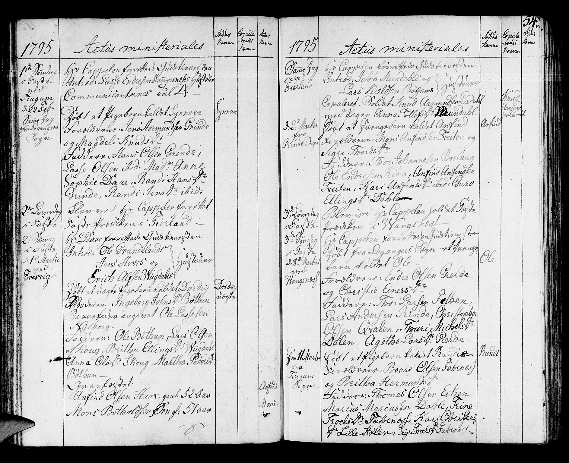 Leikanger sokneprestembete, SAB/A-81001: Parish register (official) no. A 5, 1792-1809, p. 54