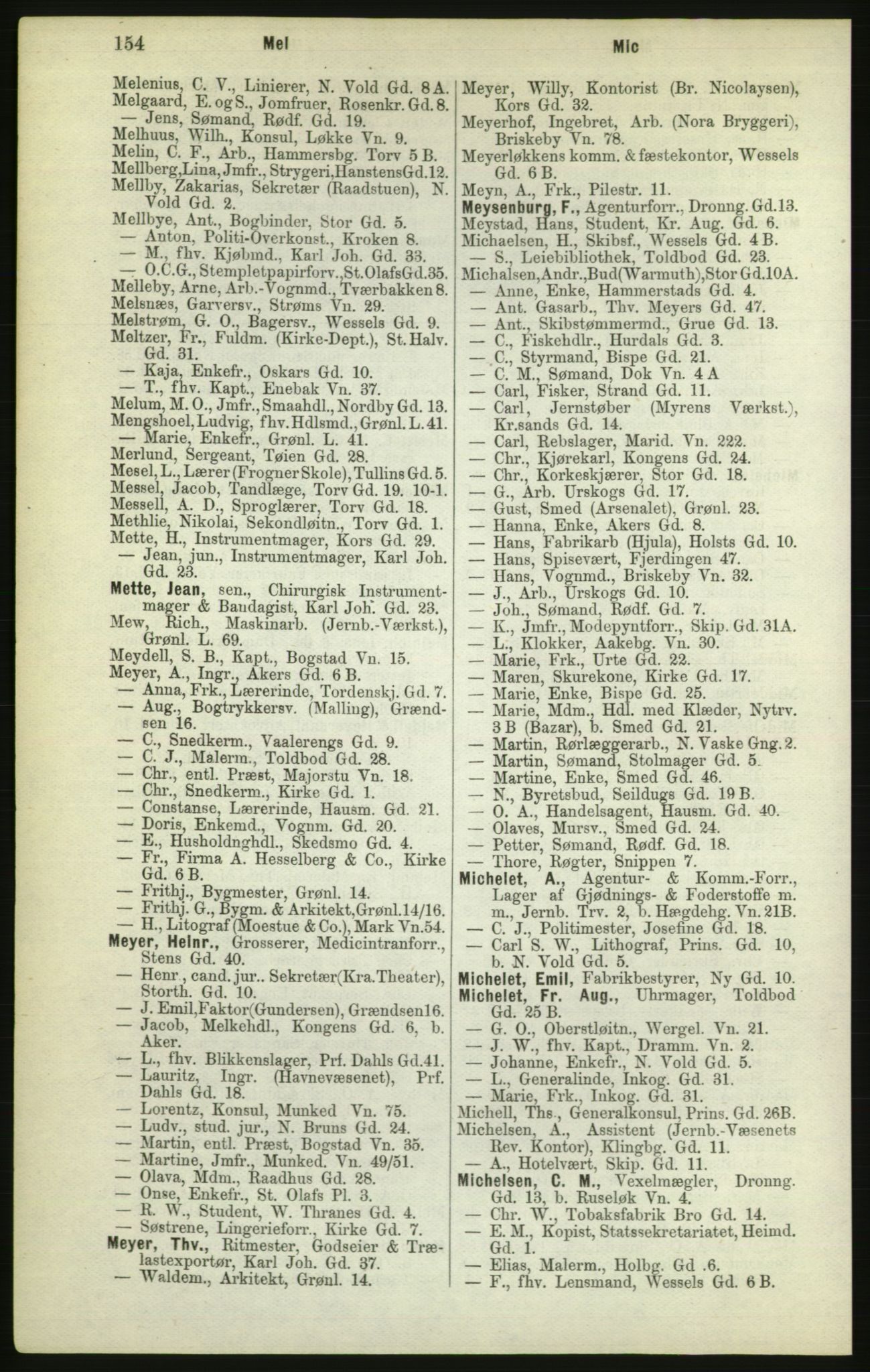 Kristiania/Oslo adressebok, PUBL/-, 1882, p. 154