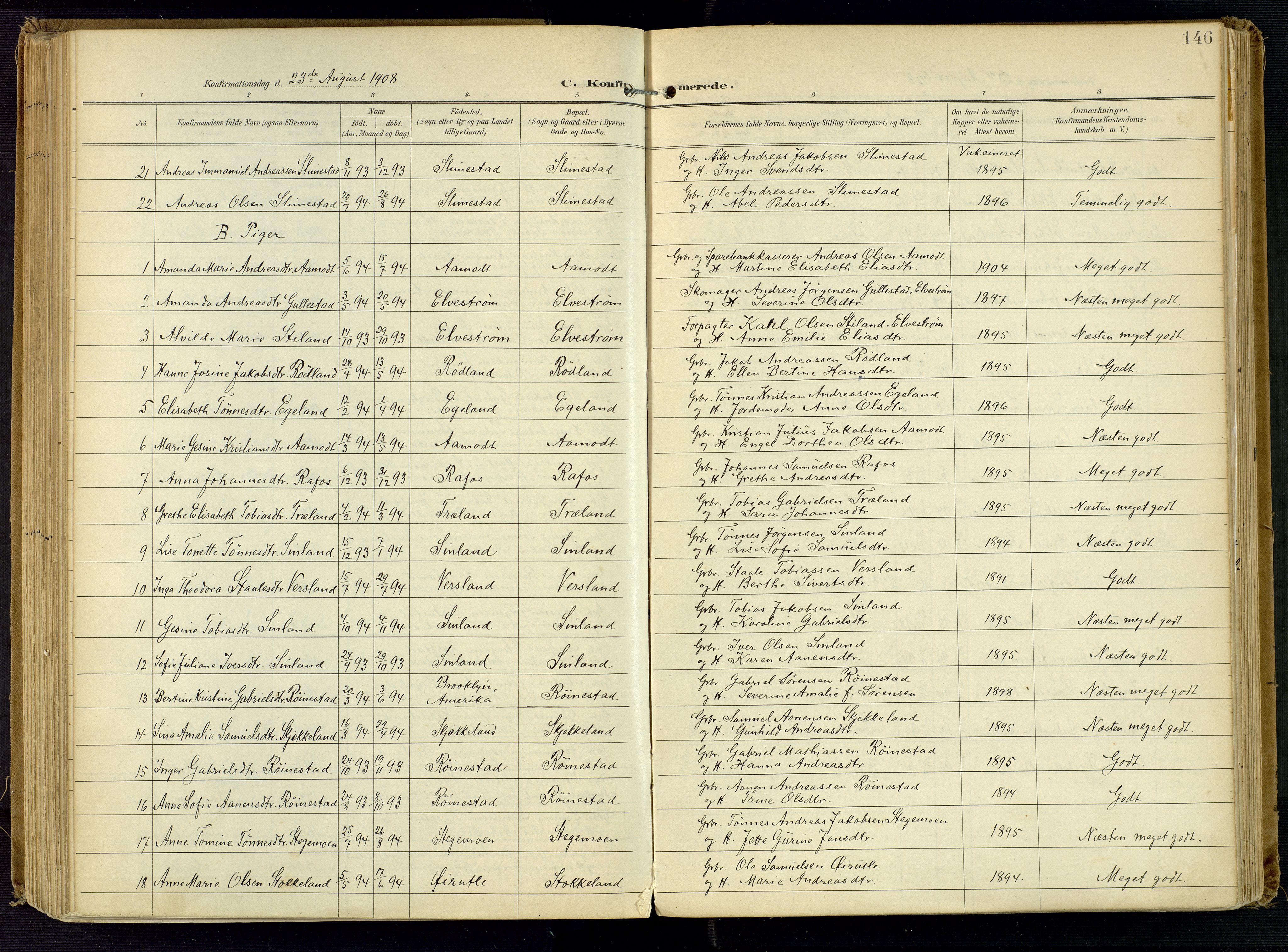 Kvinesdal sokneprestkontor, SAK/1111-0026/F/Fa/Fab/L0009: Parish register (official) no. A 9, 1898-1915, p. 146