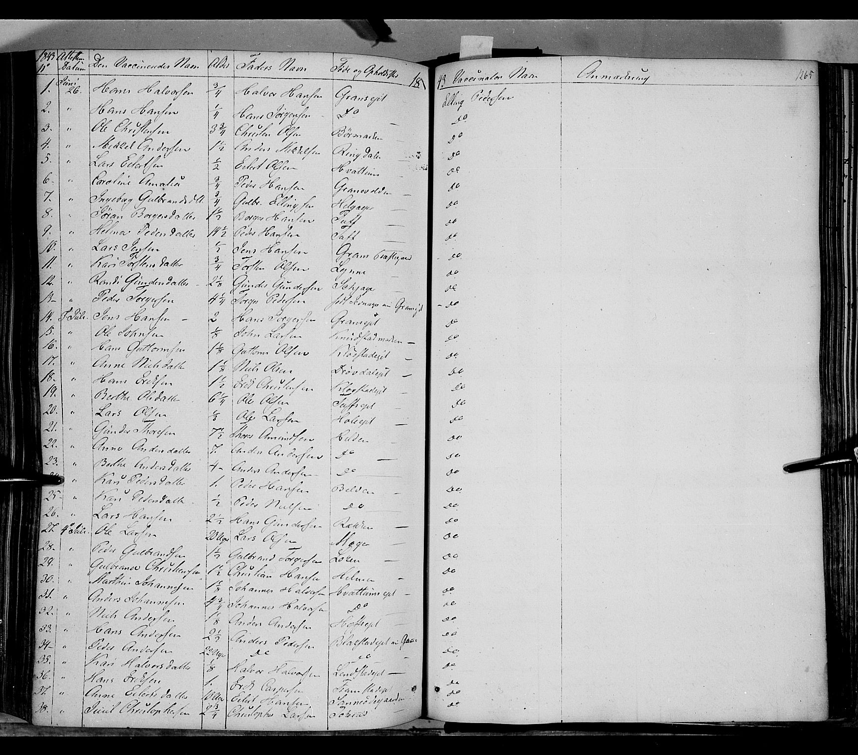 Gran prestekontor, AV/SAH-PREST-112/H/Ha/Haa/L0011: Parish register (official) no. 11, 1842-1856, p. 1264-1265