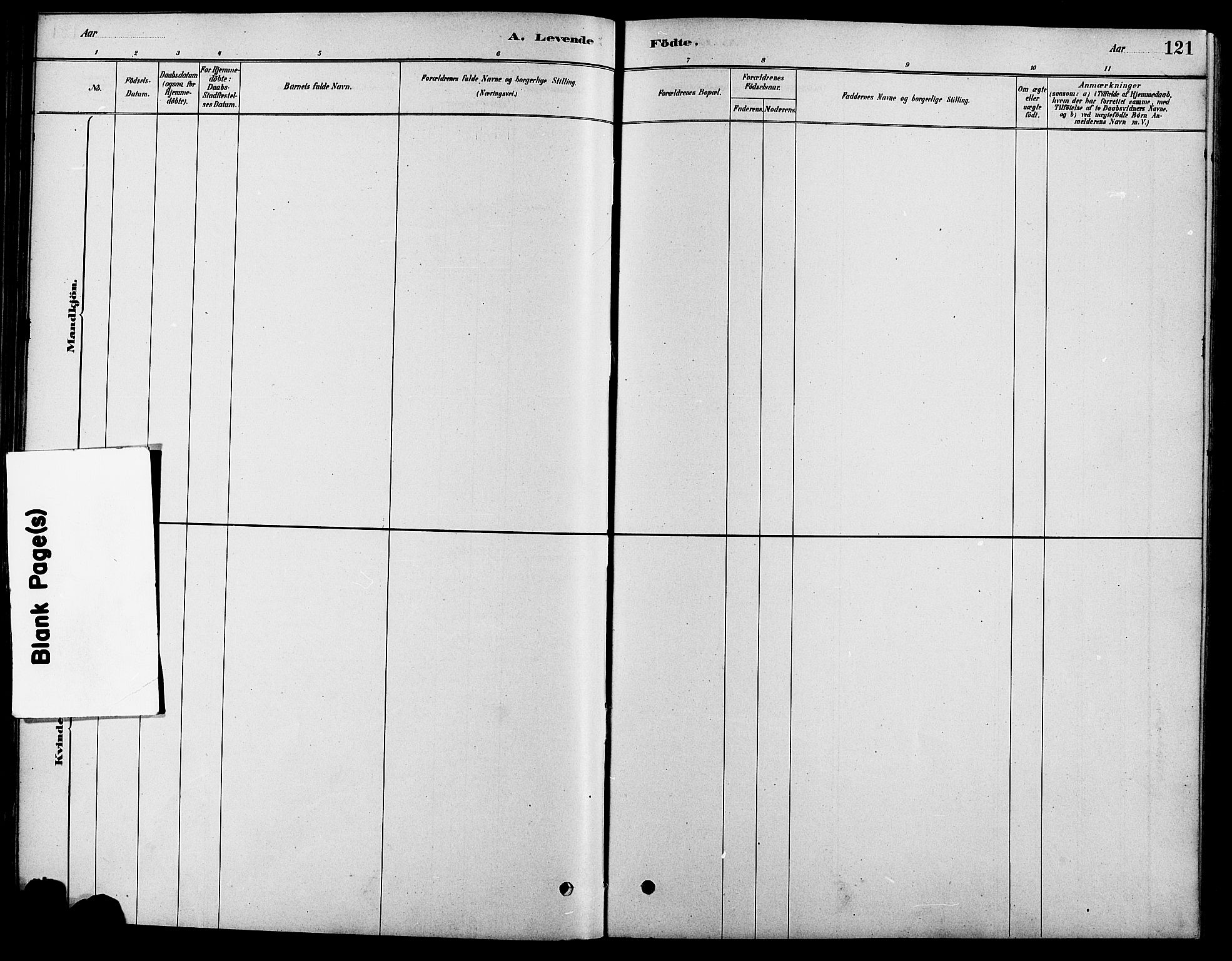 Fåberg prestekontor, SAH/PREST-086/H/Ha/Haa/L0008: Parish register (official) no. 8, 1879-1898, p. 121