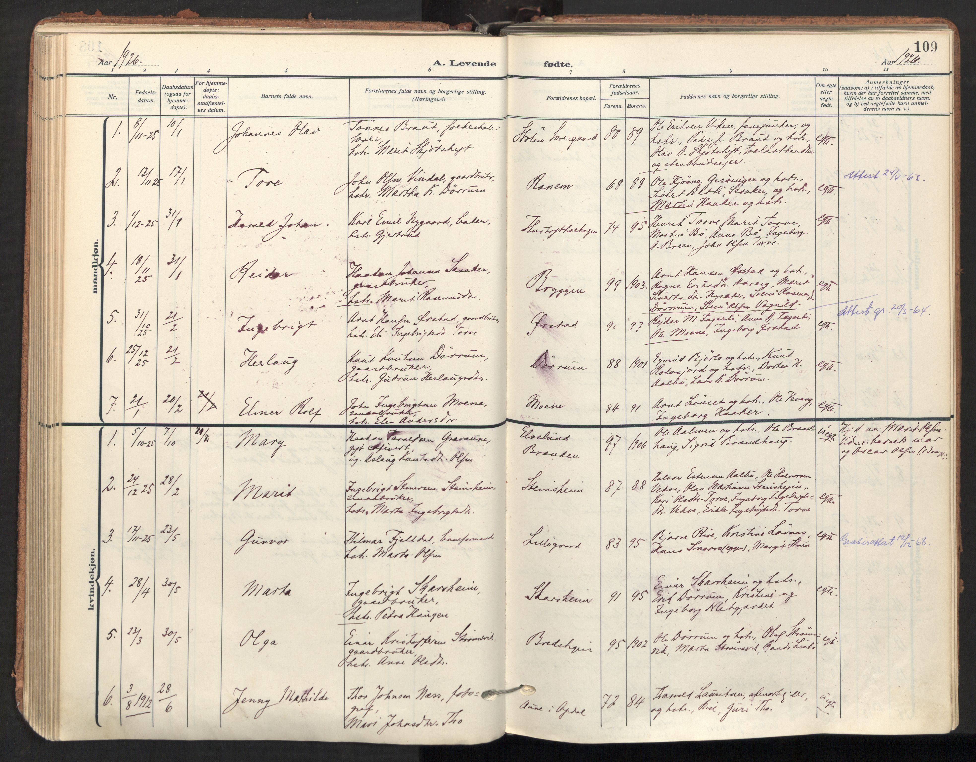 Ministerialprotokoller, klokkerbøker og fødselsregistre - Sør-Trøndelag, AV/SAT-A-1456/678/L0909: Parish register (official) no. 678A17, 1912-1930, p. 109
