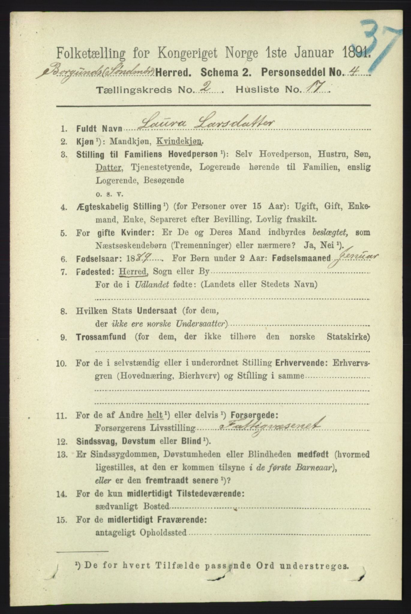 RA, 1891 census for 1531 Borgund, 1891, p. 554