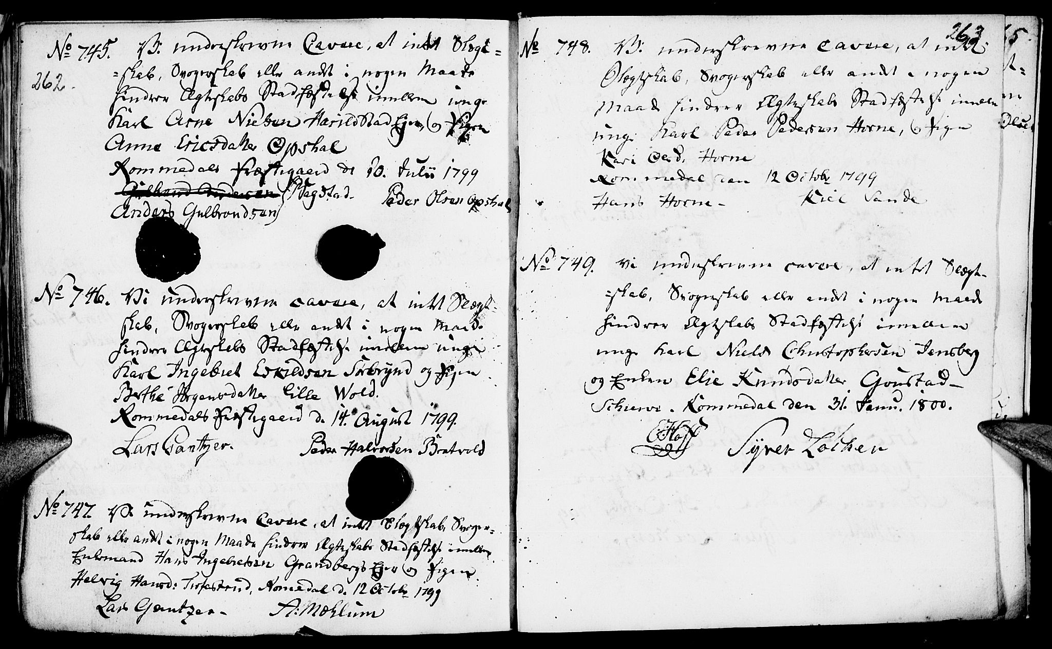 Romedal prestekontor, AV/SAH-PREST-004/I/L0001: Best man's statements no. 1, 1762-1802, p. 262-263