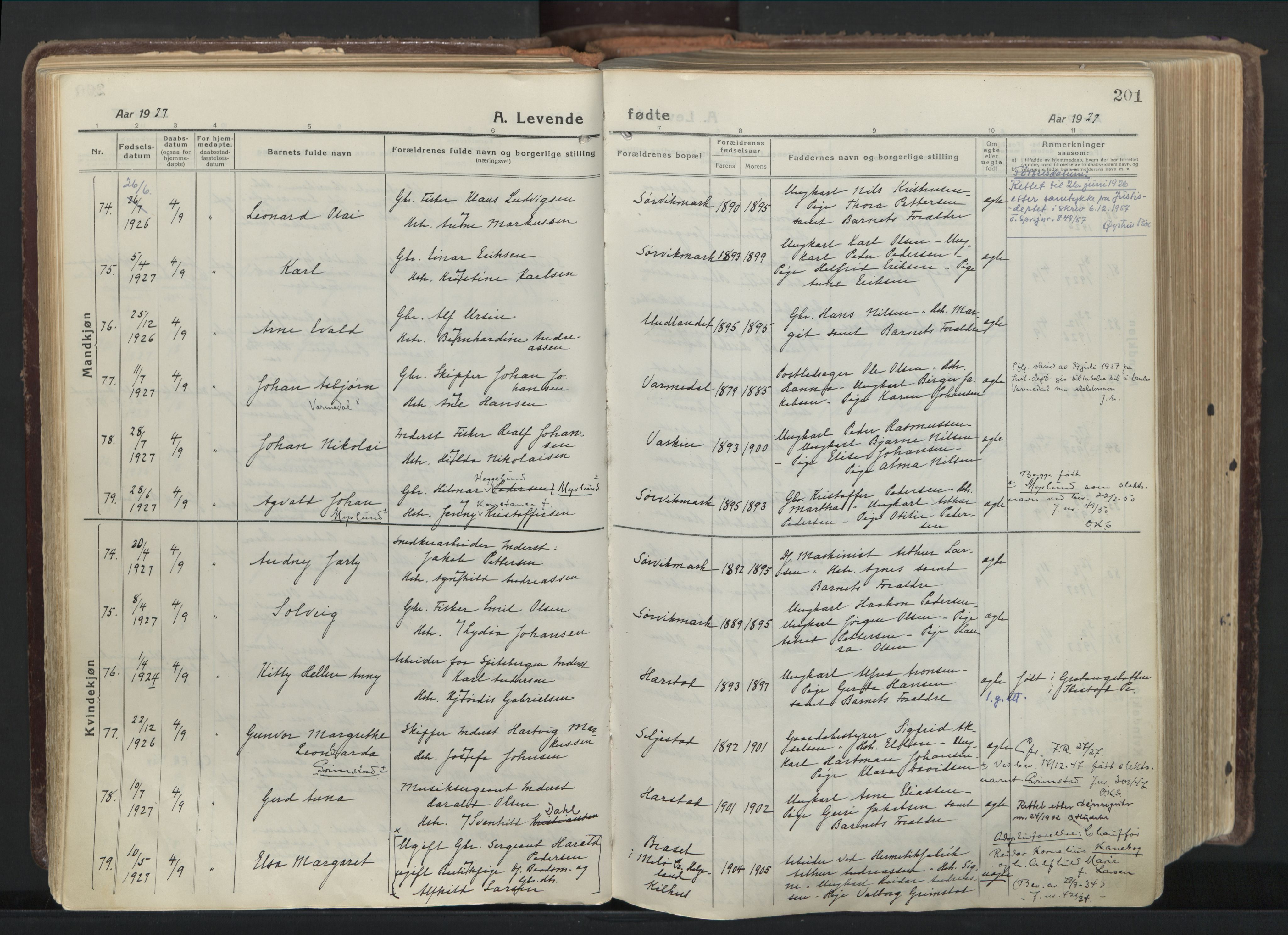 Trondenes sokneprestkontor, SATØ/S-1319/H/Ha/L0019kirke: Parish register (official) no. 19, 1919-1928, p. 201