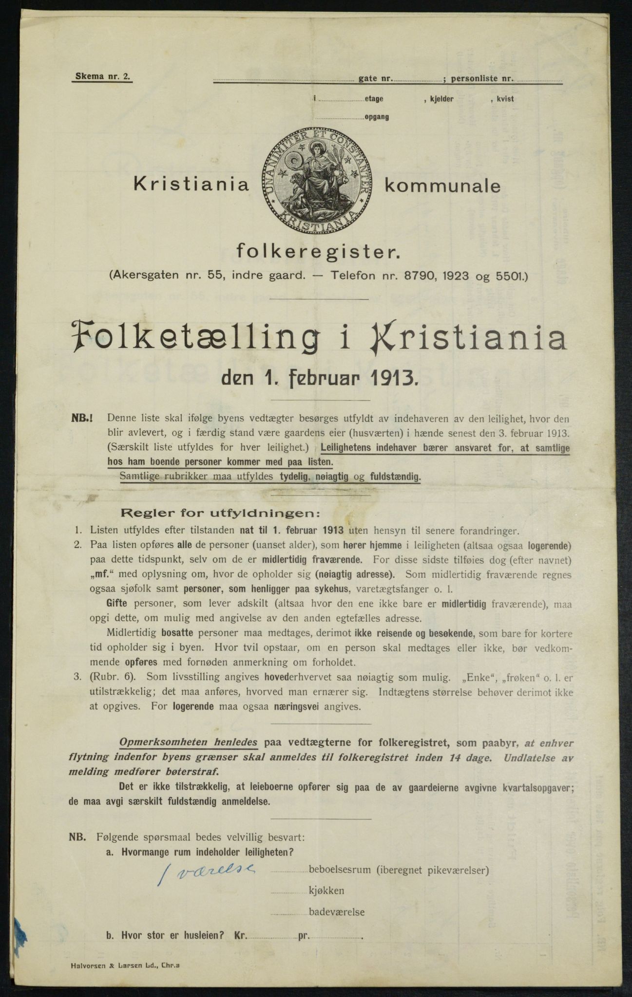 OBA, Municipal Census 1913 for Kristiania, 1913, p. 49743