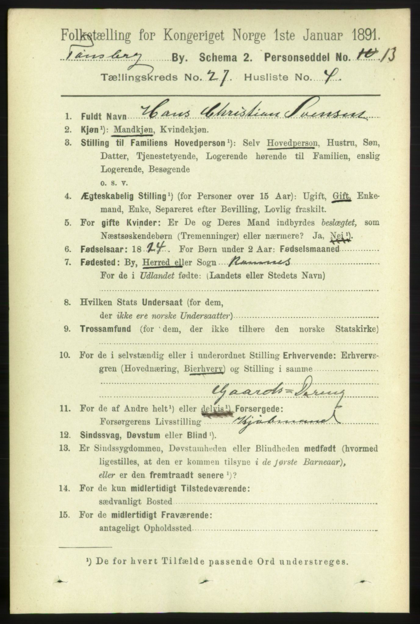 RA, 1891 census for 0705 Tønsberg, 1891, p. 6814