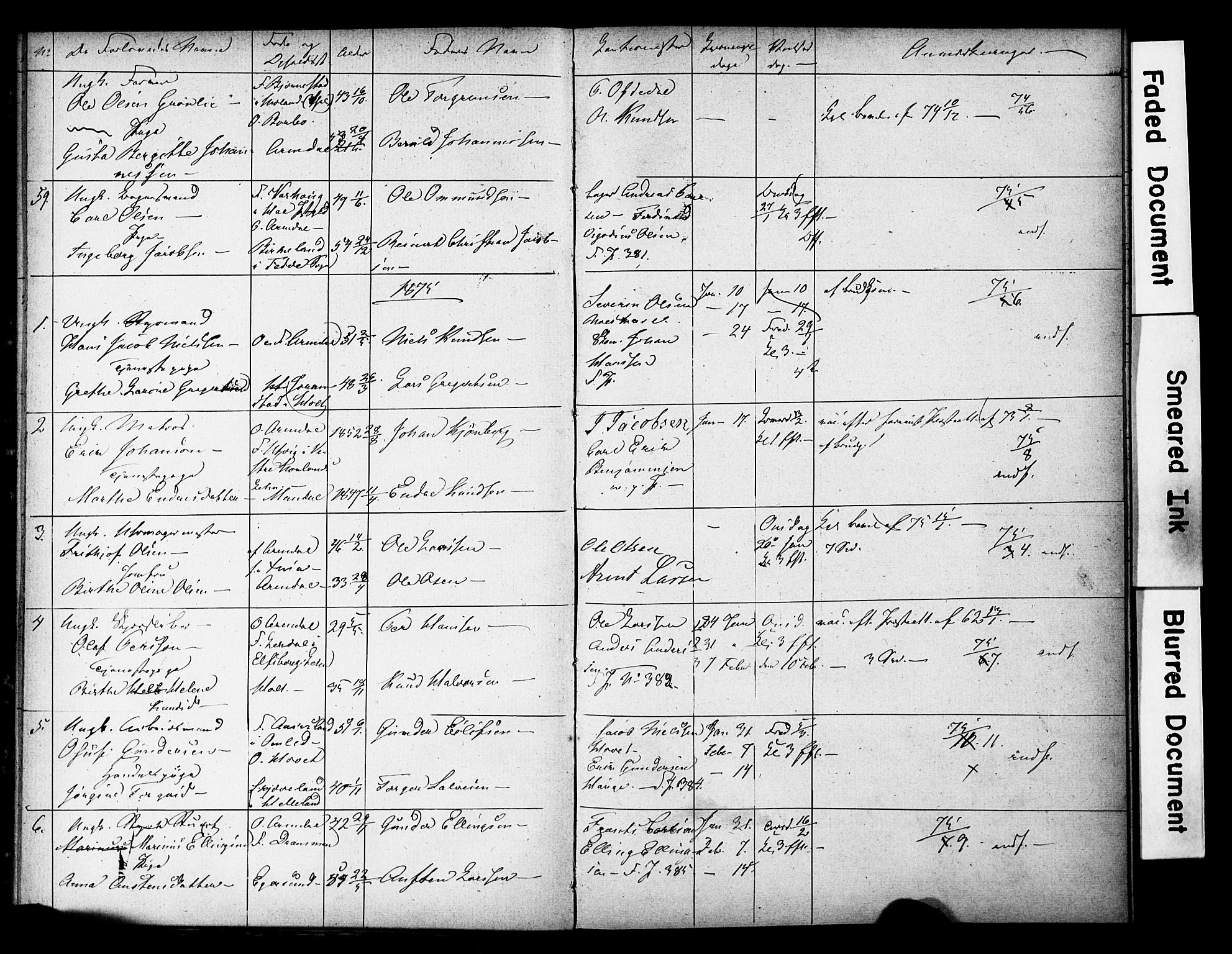 Arendal sokneprestkontor, Trefoldighet, AV/SAK-1111-0040/F/Fe/L0003: Banns register no. A VI 3, 1872-1879