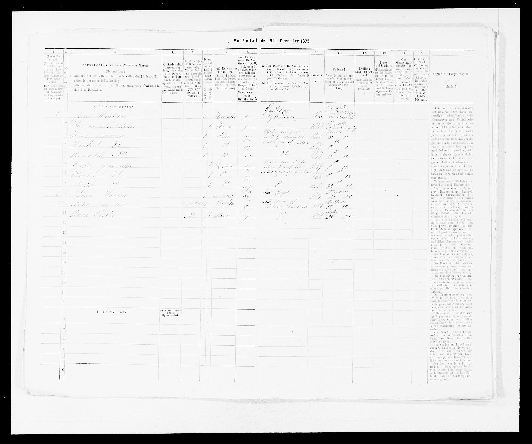 SAB, 1875 census for 1411P Eivindvik, 1875, p. 860