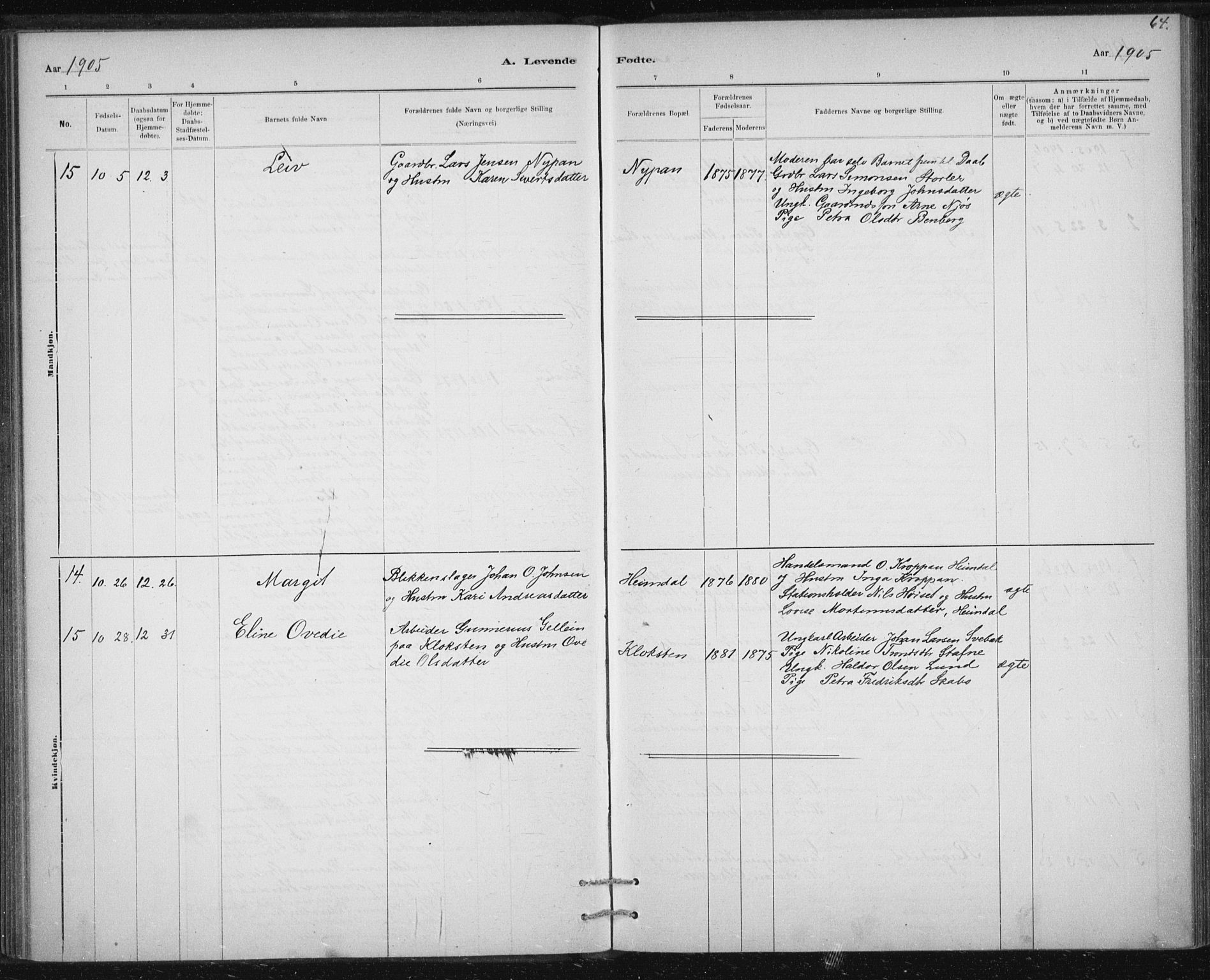 Ministerialprotokoller, klokkerbøker og fødselsregistre - Sør-Trøndelag, AV/SAT-A-1456/613/L0392: Parish register (official) no. 613A01, 1887-1906, p. 64