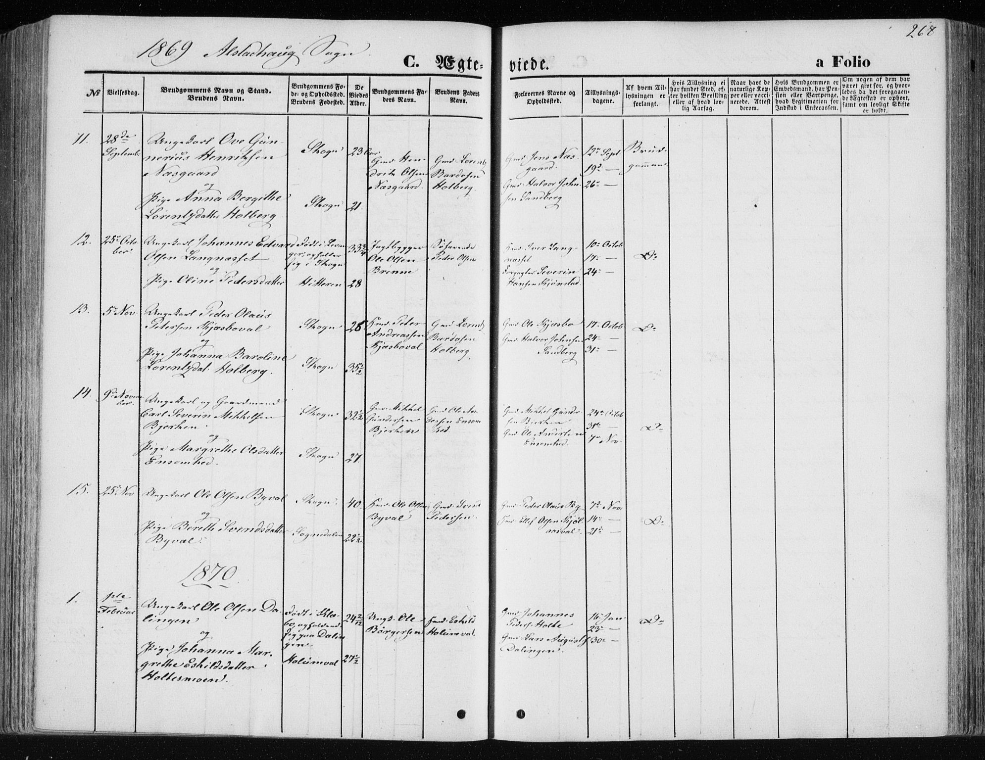 Ministerialprotokoller, klokkerbøker og fødselsregistre - Nord-Trøndelag, SAT/A-1458/717/L0157: Parish register (official) no. 717A08 /1, 1863-1877, p. 268