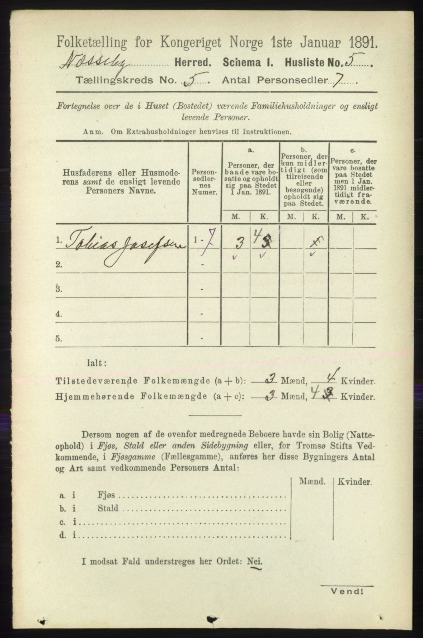 RA, 1891 census for 2027 Nesseby, 1891, p. 1401