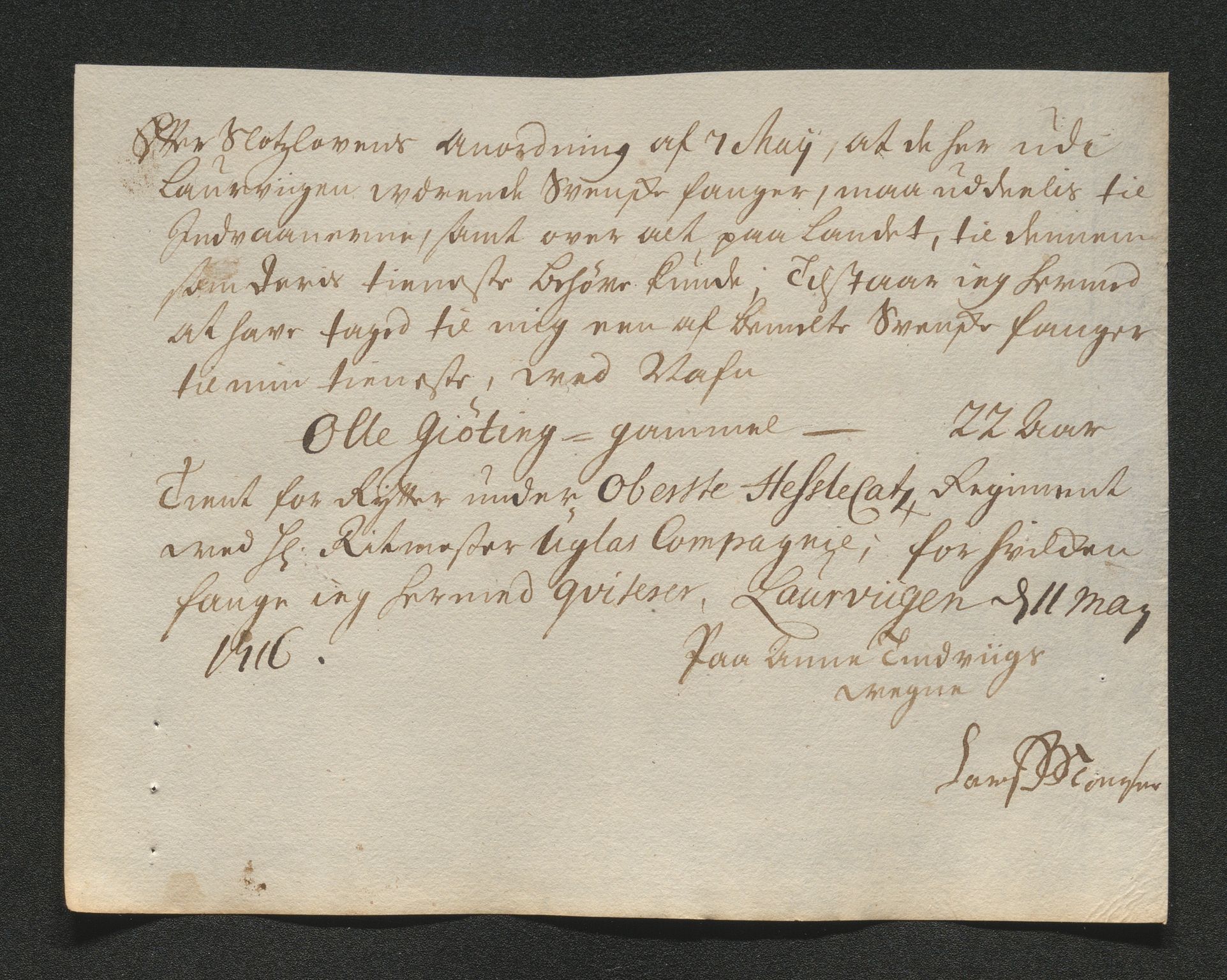 Larvik grevskap, AV/SAKO-A-1056/F/Ff/Ffb/L0018/0001: Brev / Spesielle saker, 1716-1748, p. 104