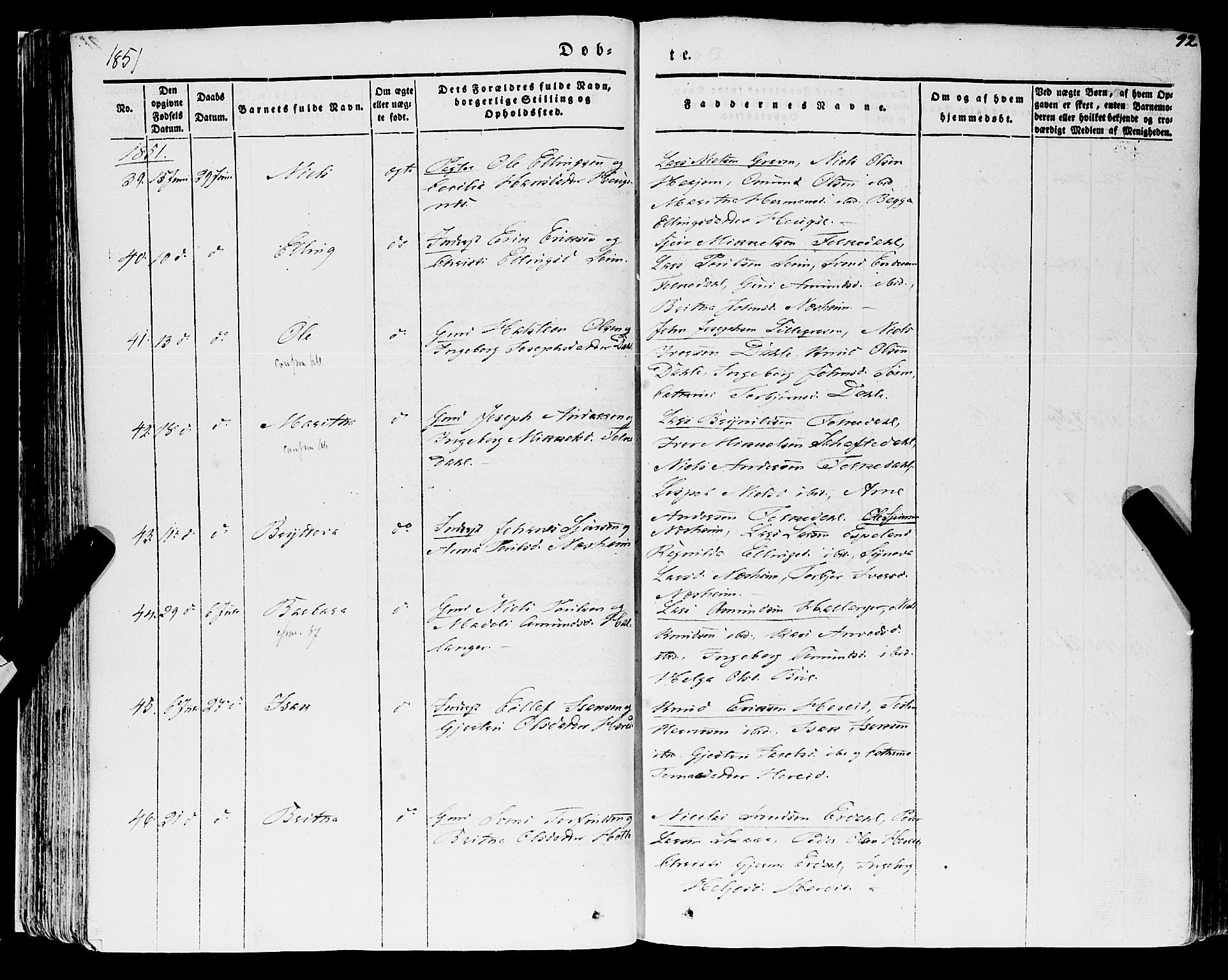 Ulvik sokneprestembete, AV/SAB-A-78801/H/Haa: Parish register (official) no. A 12, 1839-1853, p. 92