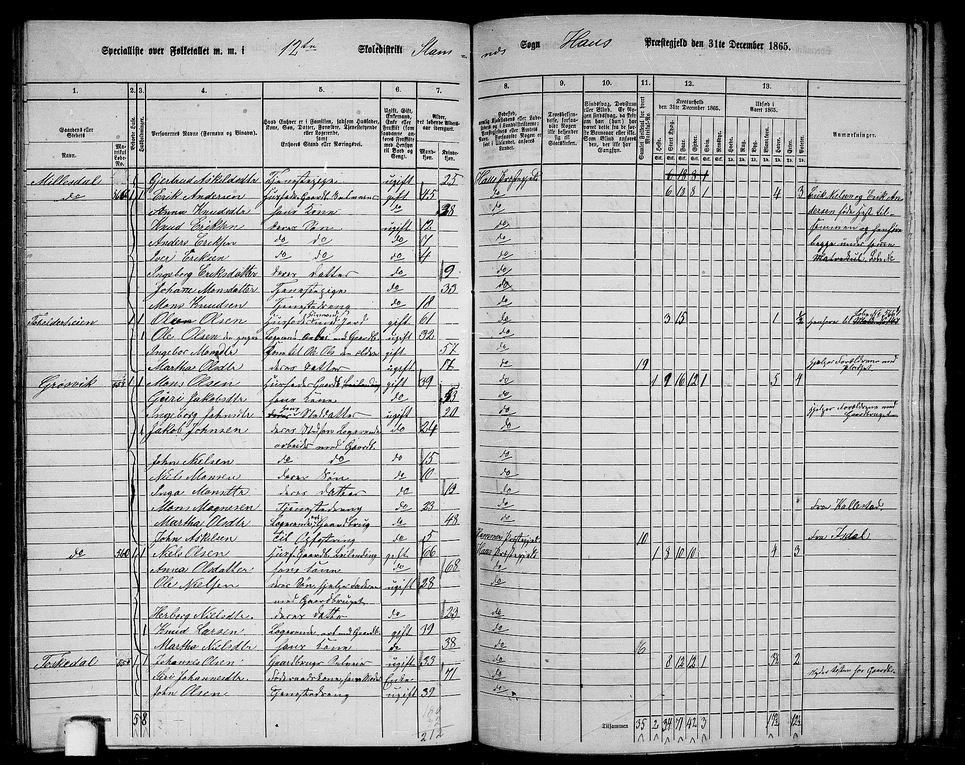 RA, 1865 census for Haus, 1865, p. 239