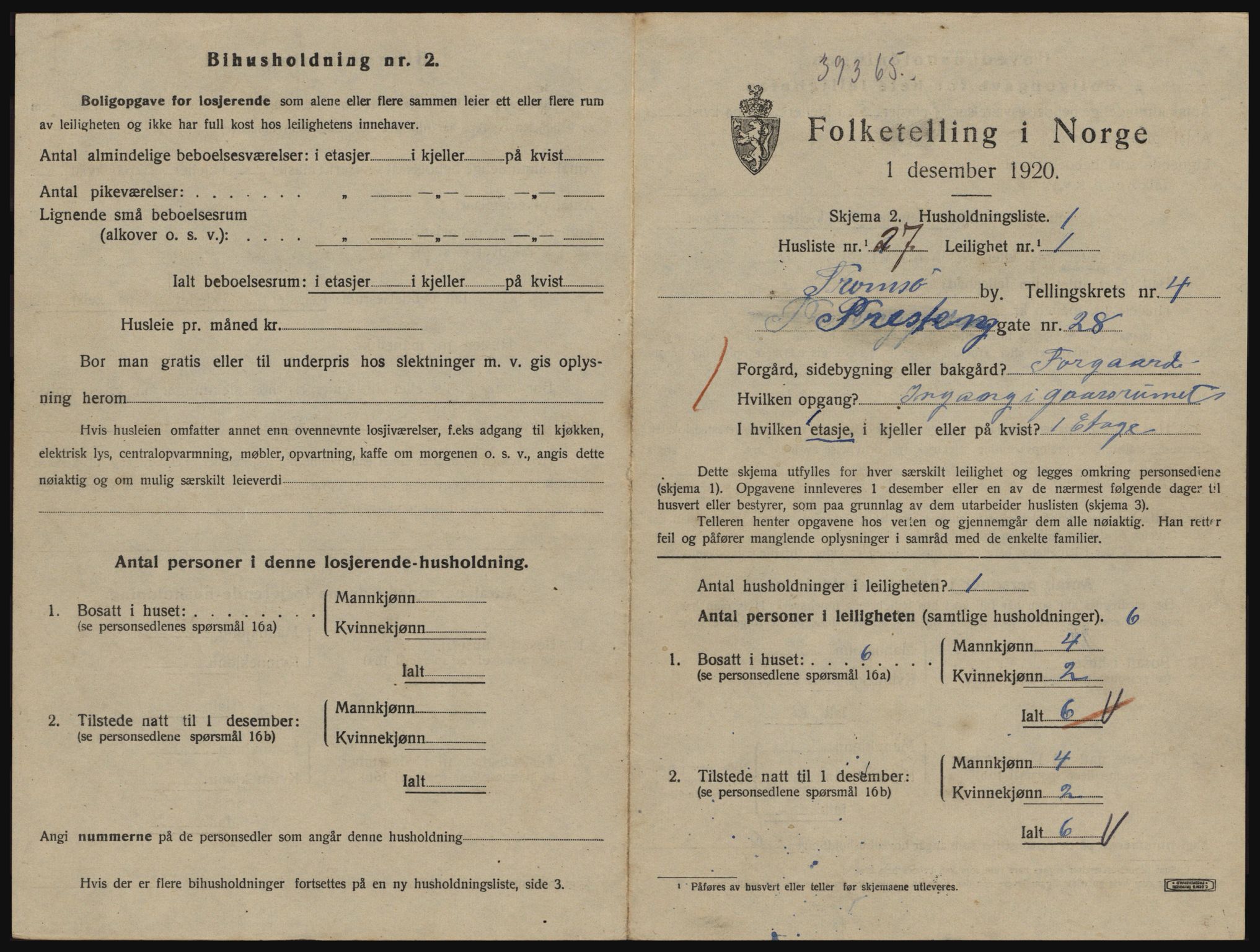 SATØ, 1920 census for Tromsø, 1920, p. 3525