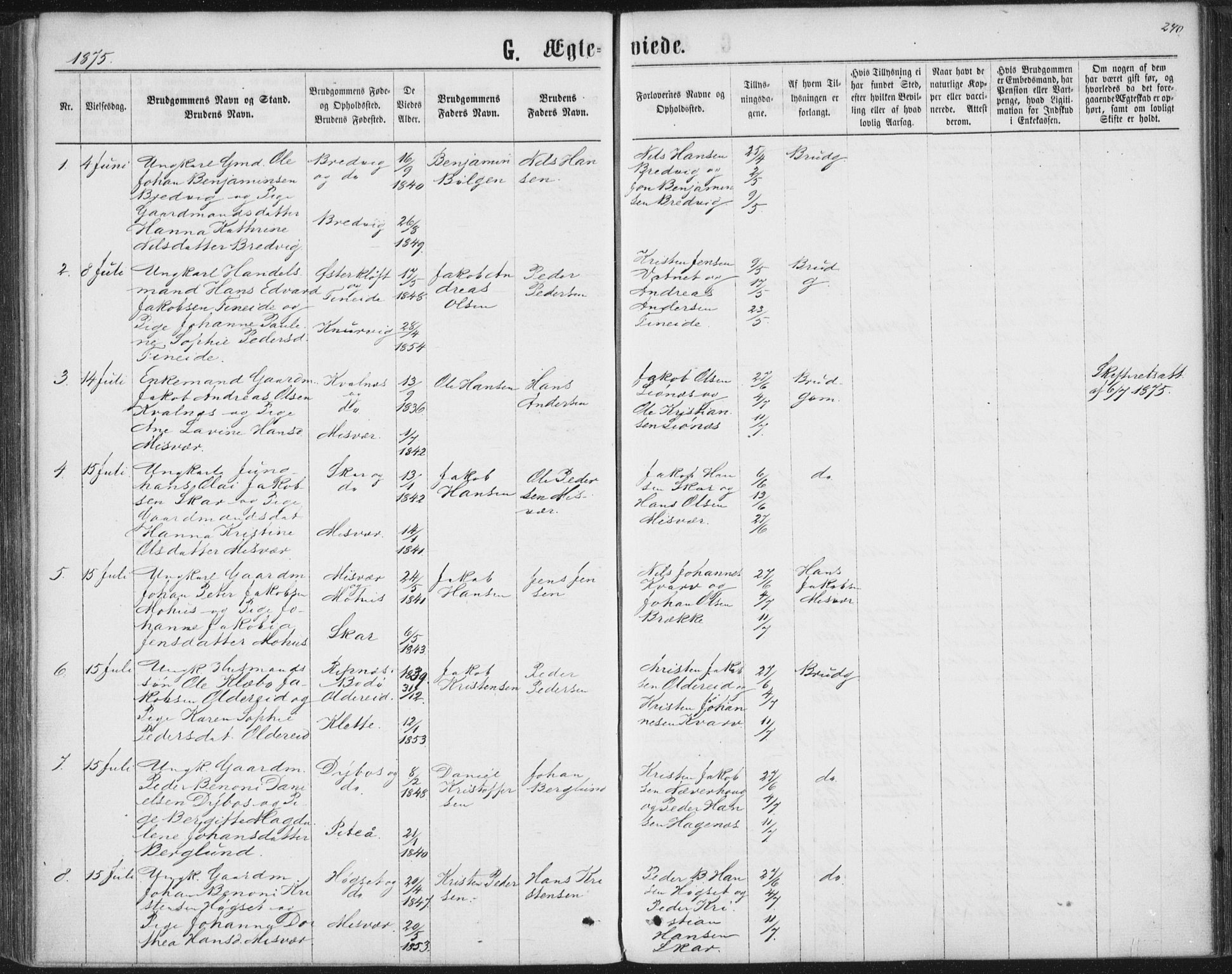 Ministerialprotokoller, klokkerbøker og fødselsregistre - Nordland, SAT/A-1459/852/L0739: Parish register (official) no. 852A09, 1866-1877, p. 240