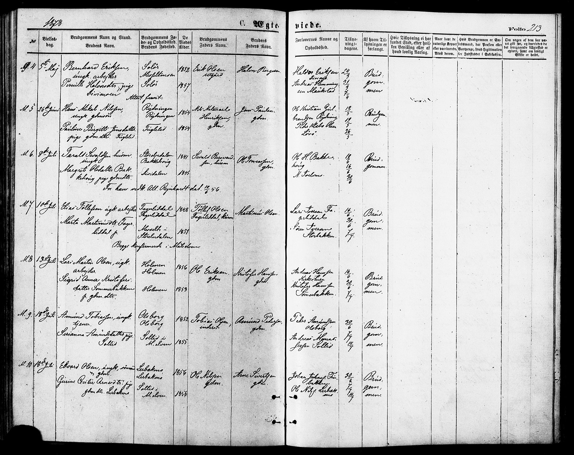 Målselv sokneprestembete, AV/SATØ-S-1311/G/Ga/Gaa/L0005kirke: Parish register (official) no. 5, 1872-1884, p. 213