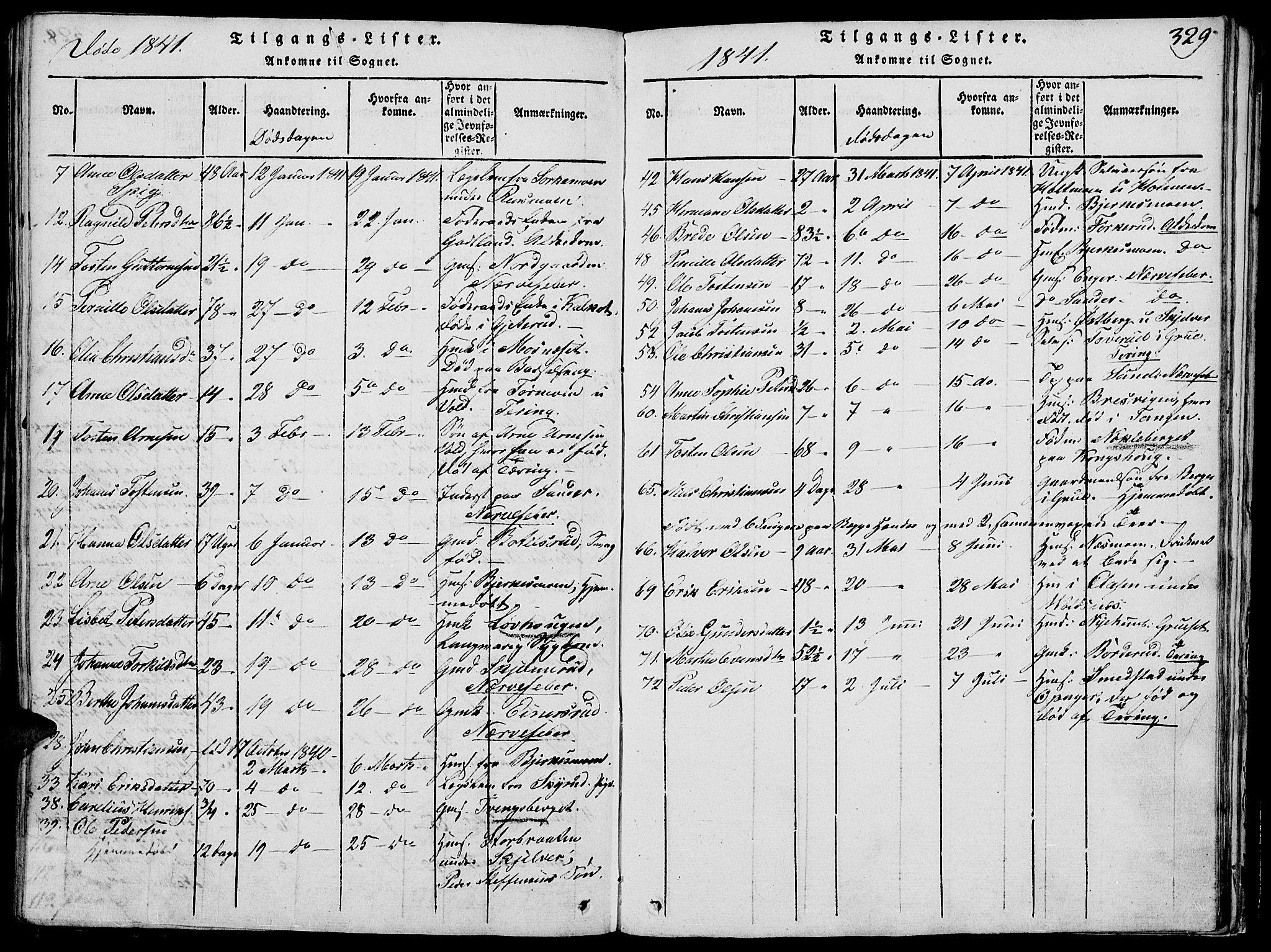 Grue prestekontor, SAH/PREST-036/H/Ha/Hab/L0002: Parish register (copy) no. 2, 1815-1841, p. 329