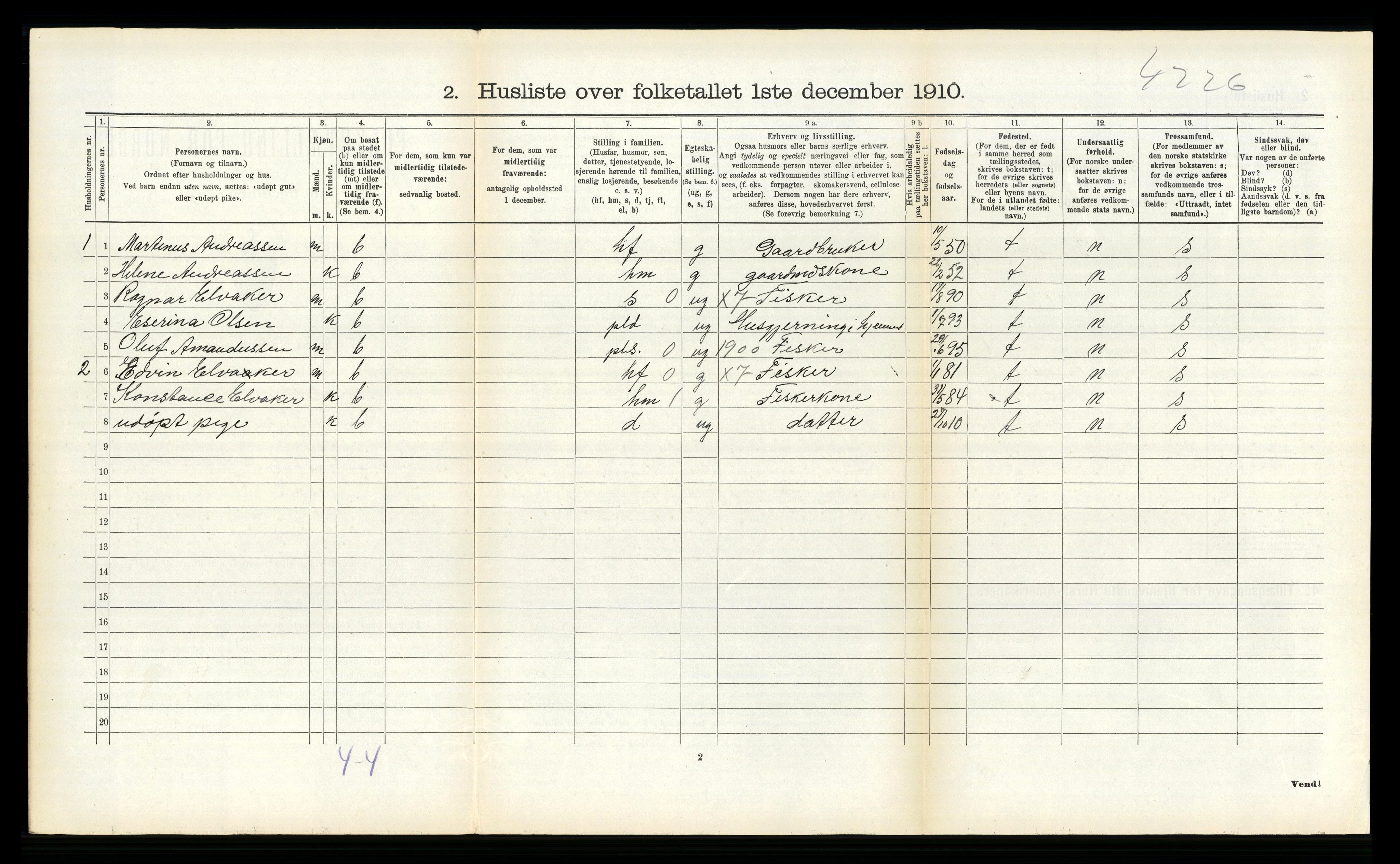 RA, 1910 census for Dverberg, 1910, p. 1067