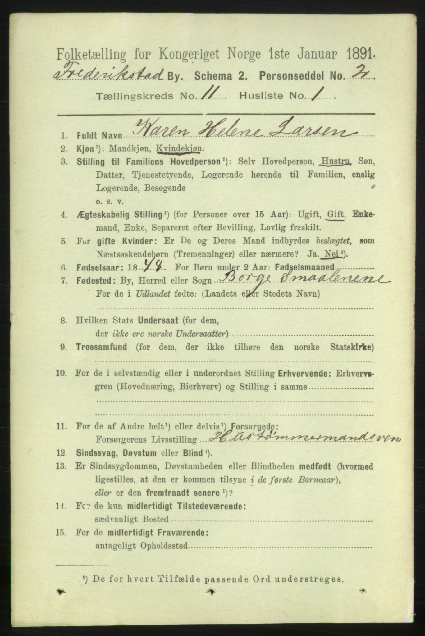 RA, 1891 census for 0103 Fredrikstad, 1891, p. 12563