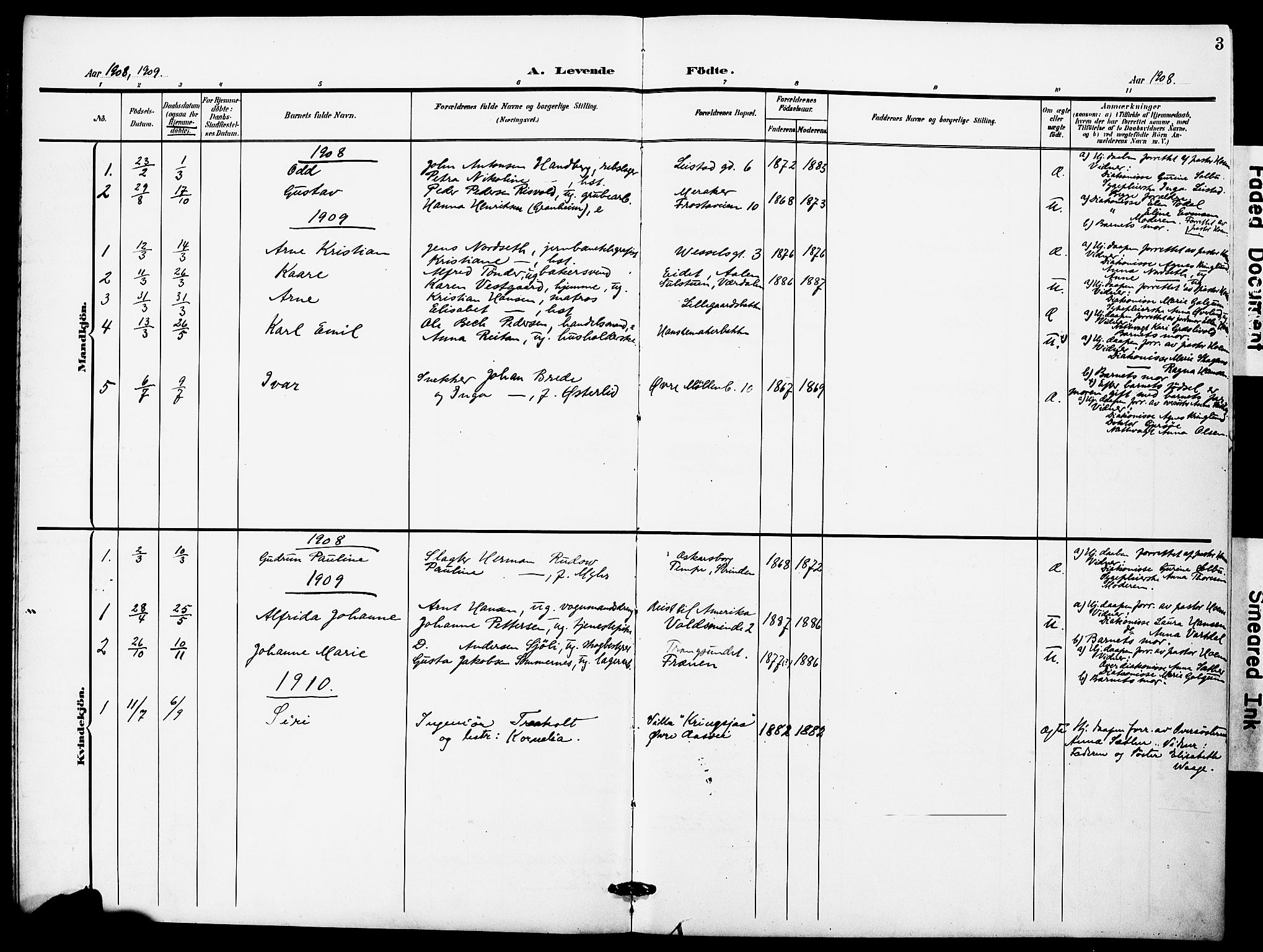 Ministerialprotokoller, klokkerbøker og fødselsregistre - Sør-Trøndelag, SAT/A-1456/628/L0483: Parish register (official) no. 628A01, 1902-1920, p. 3