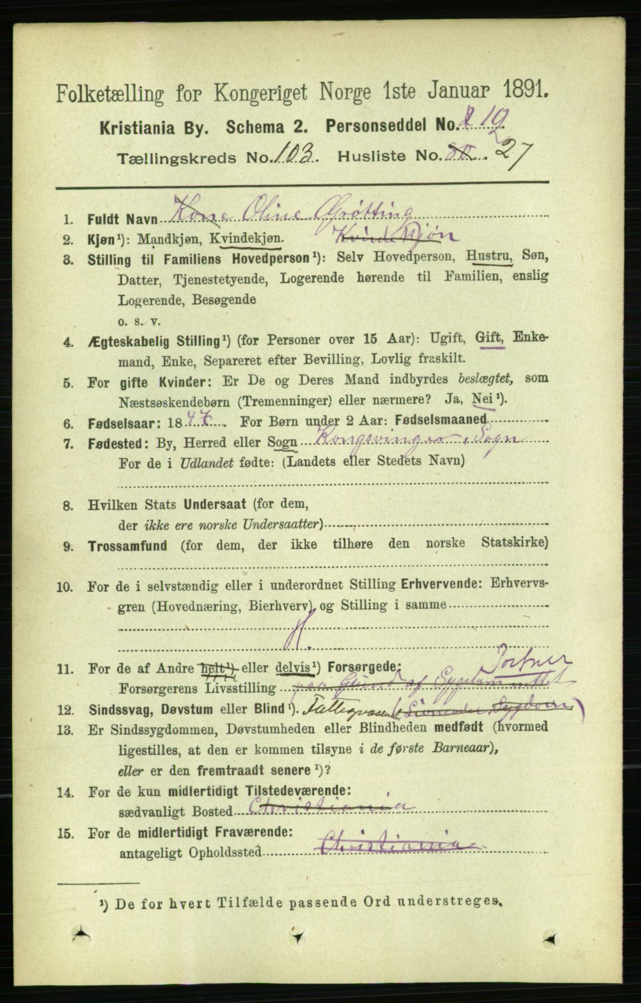 RA, 1891 census for 0301 Kristiania, 1891, p. 51751