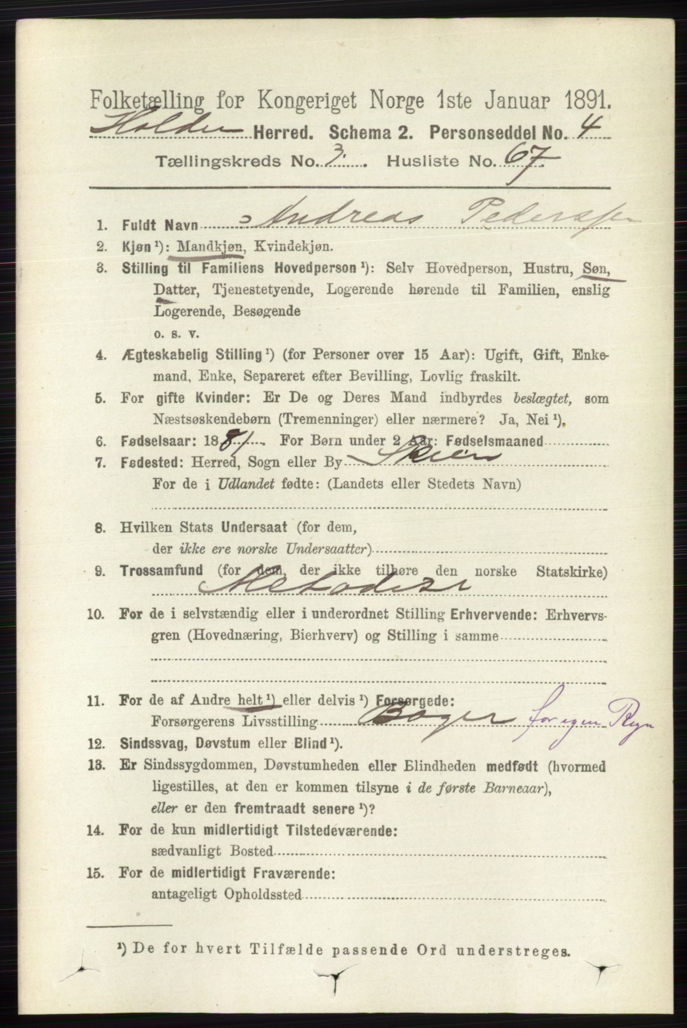 RA, 1891 census for 0819 Holla, 1891, p. 2126