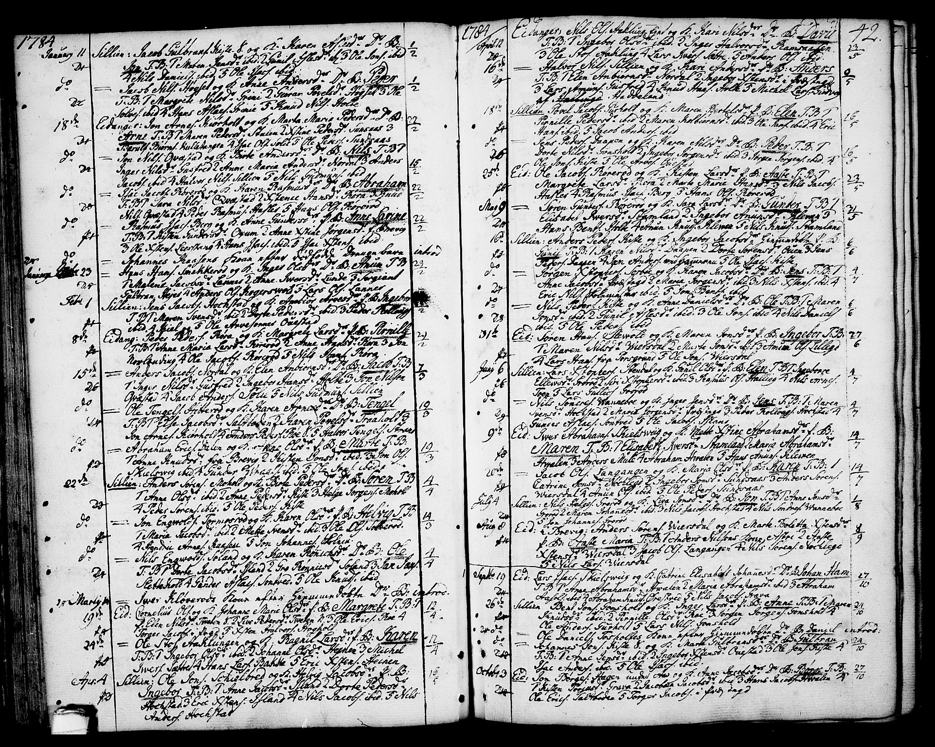 Eidanger kirkebøker, SAKO/A-261/F/Fa/L0006: Parish register (official) no. 6, 1764-1814, p. 42
