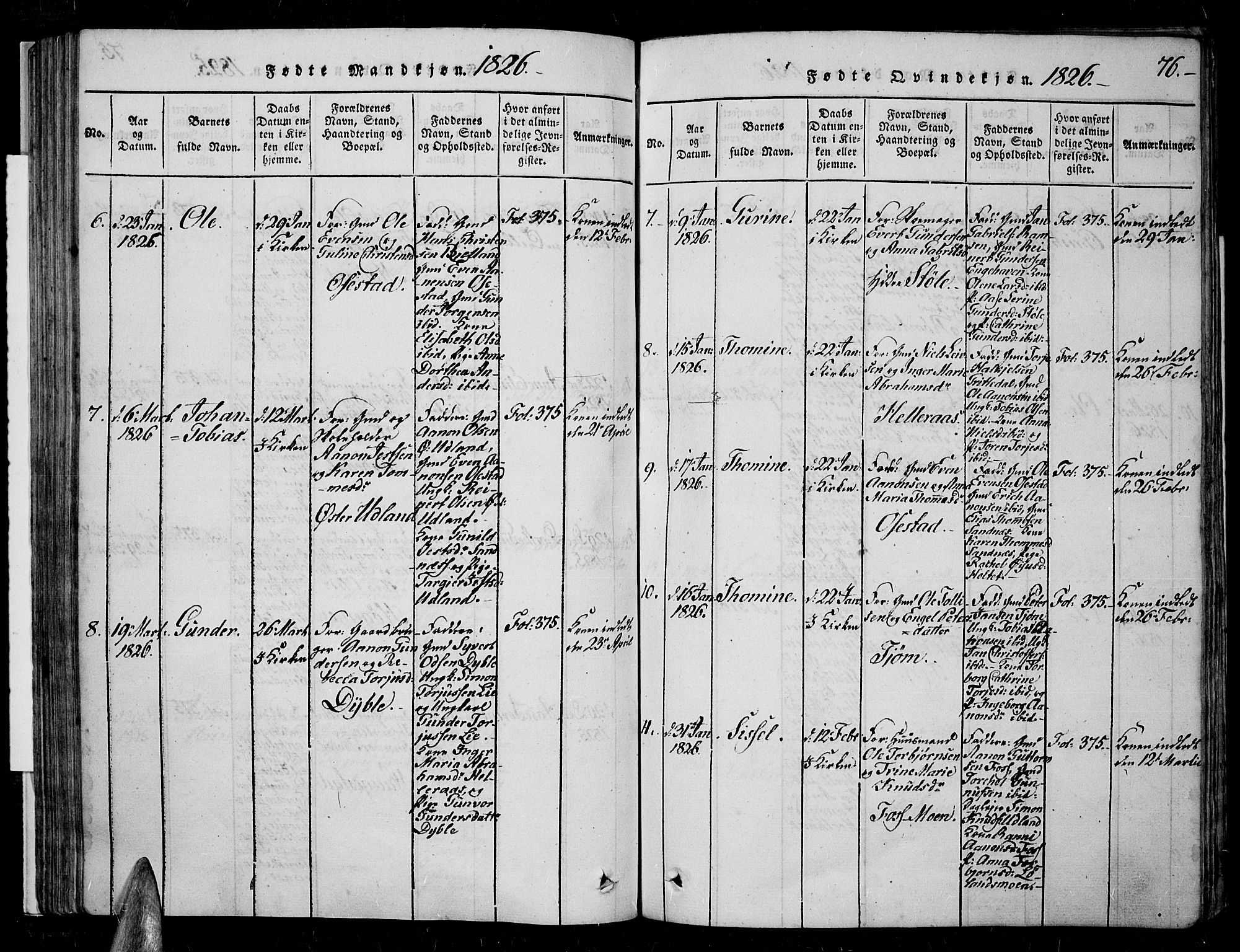 Sør-Audnedal sokneprestkontor, AV/SAK-1111-0039/F/Fa/Fab/L0005: Parish register (official) no. A 5, 1816-1830, p. 76