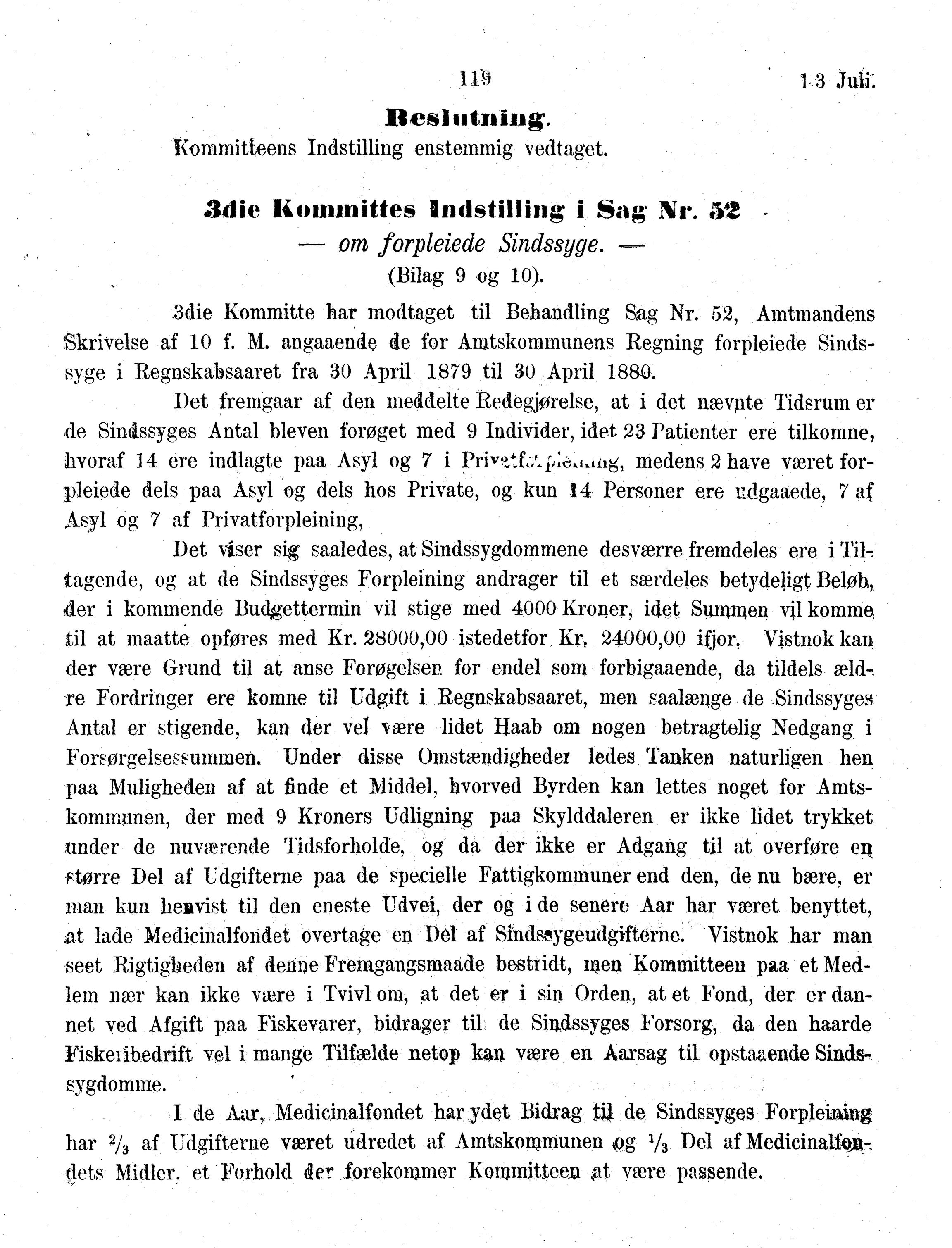 Nordland Fylkeskommune. Fylkestinget, AIN/NFK-17/176/A/Ac/L0013: Fylkestingsforhandlinger 1880, 1880