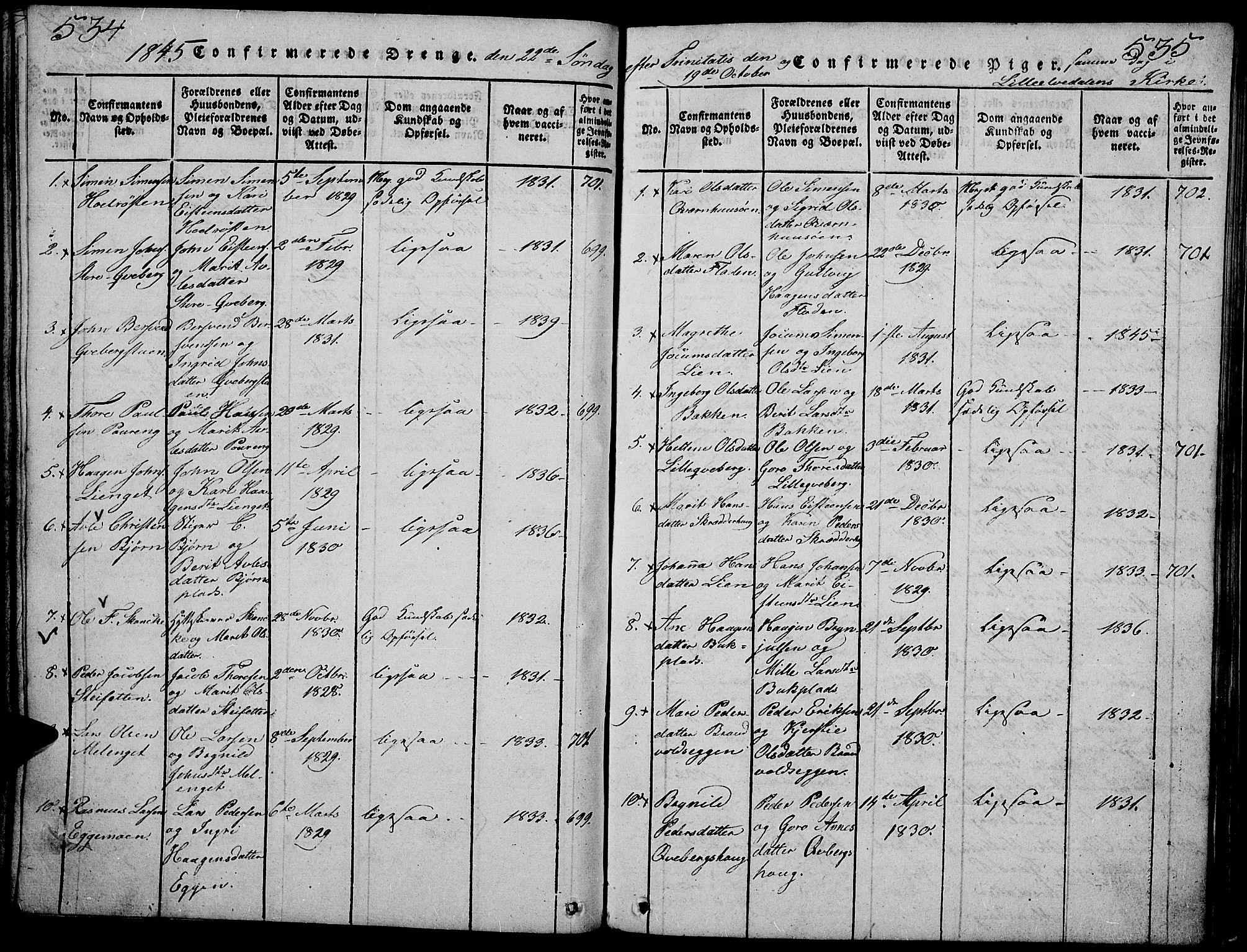 Tynset prestekontor, SAH/PREST-058/H/Ha/Hab/L0002: Parish register (copy) no. 2, 1814-1862, p. 534-535