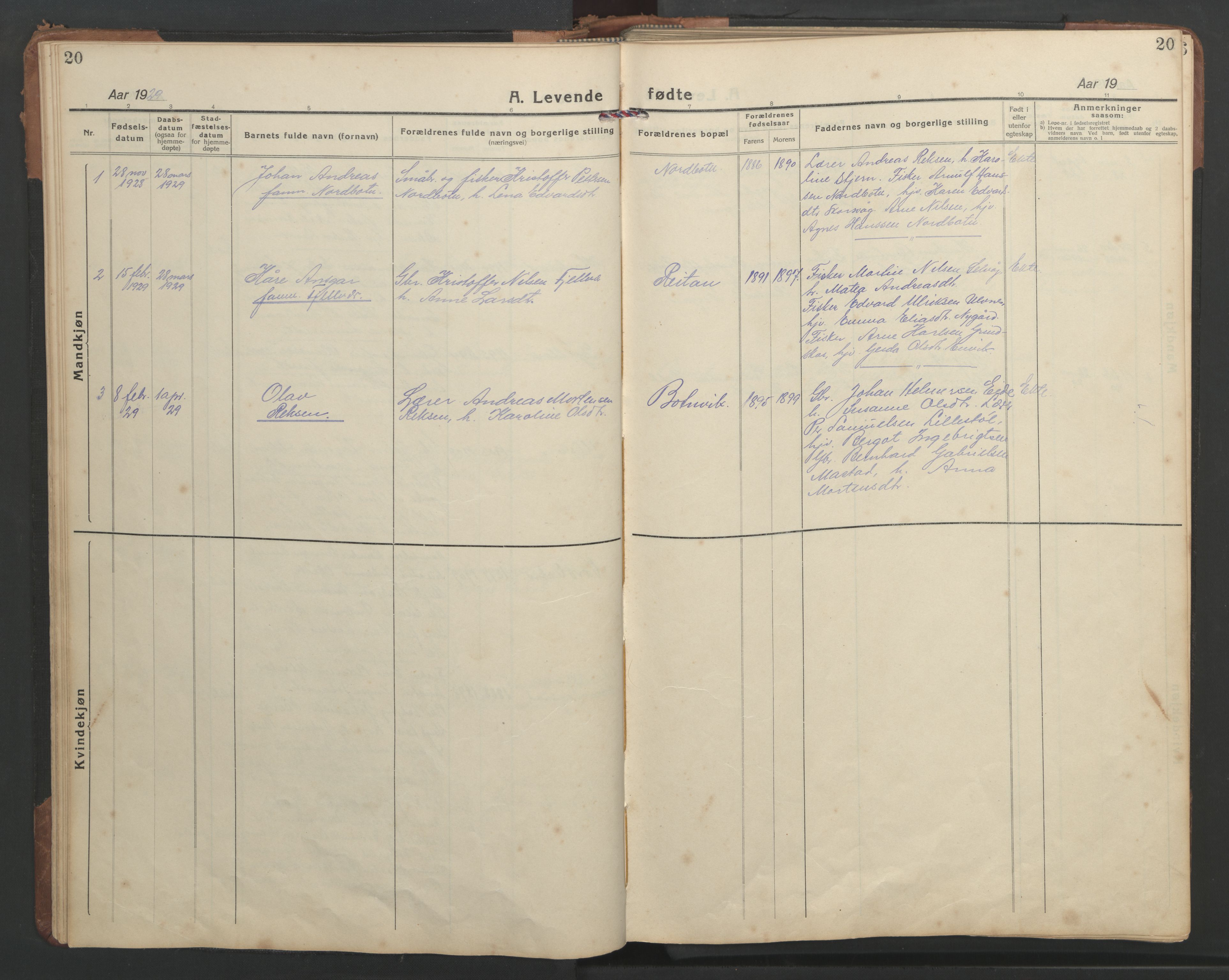 Ministerialprotokoller, klokkerbøker og fødselsregistre - Sør-Trøndelag, SAT/A-1456/638/L0569: Parish register (copy) no. 638C01, 1923-1961, p. 20