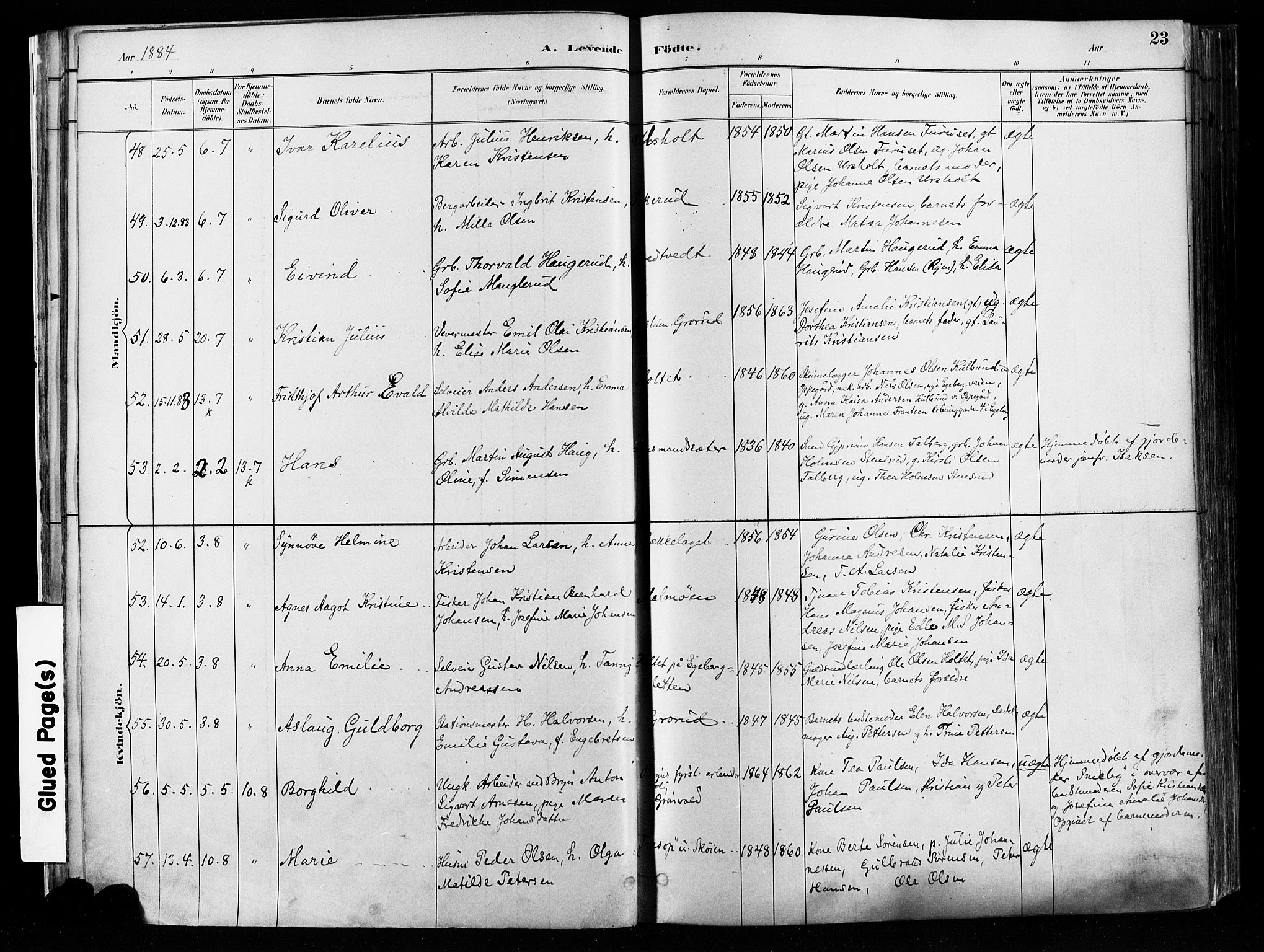 Østre Aker prestekontor Kirkebøker, AV/SAO-A-10840/F/Fa/L0008: Parish register (official) no. I 8, 1883-1894, p. 23