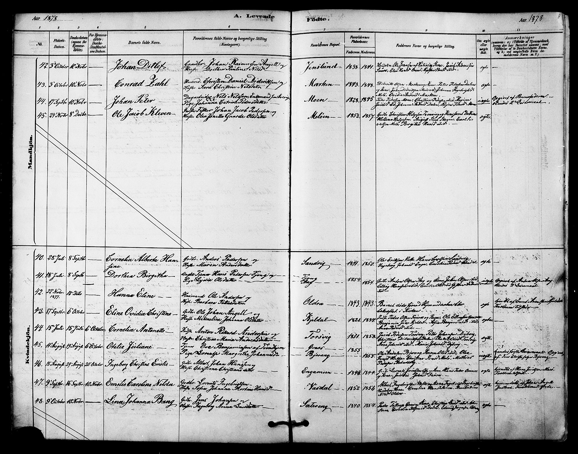 Ministerialprotokoller, klokkerbøker og fødselsregistre - Nordland, AV/SAT-A-1459/843/L0626: Parish register (official) no. 843A01, 1878-1907, p. 8