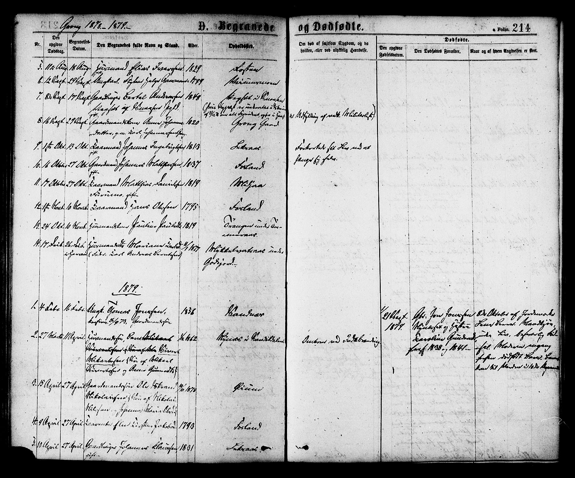Ministerialprotokoller, klokkerbøker og fødselsregistre - Nord-Trøndelag, SAT/A-1458/758/L0516: Parish register (official) no. 758A03 /1, 1869-1879, p. 214