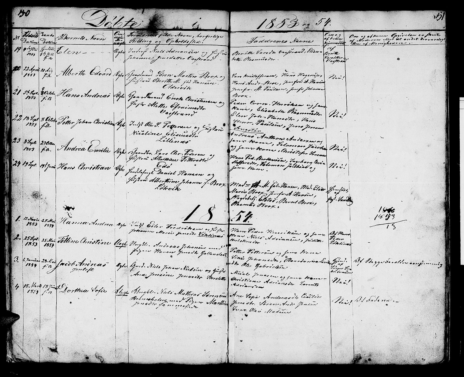Lenvik sokneprestembete, SATØ/S-1310/H/Ha/Hab/L0018klokker: Parish register (copy) no. 18, 1838-1854, p. 50-51