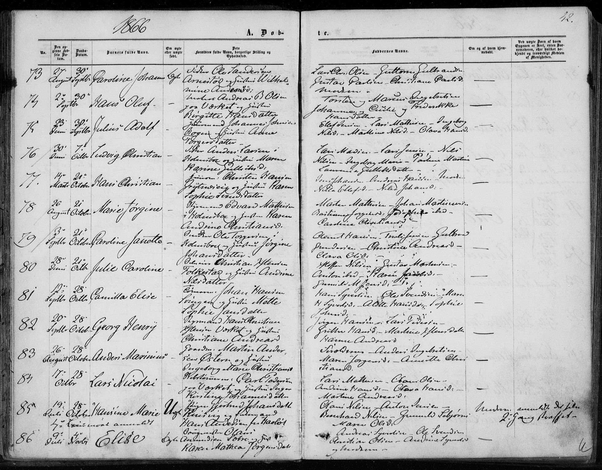 Hurum kirkebøker, SAKO/A-229/F/Fa/L0012: Parish register (official) no. 12, 1861-1875, p. 42