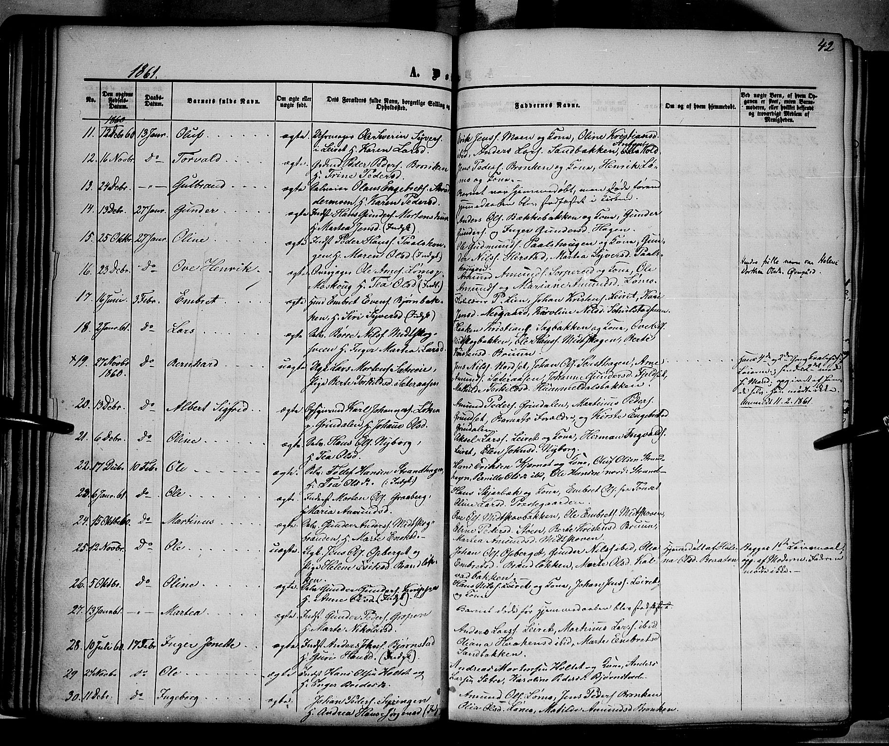 Elverum prestekontor, AV/SAH-PREST-044/H/Ha/Haa/L0010: Parish register (official) no. 10, 1857-1868, p. 42