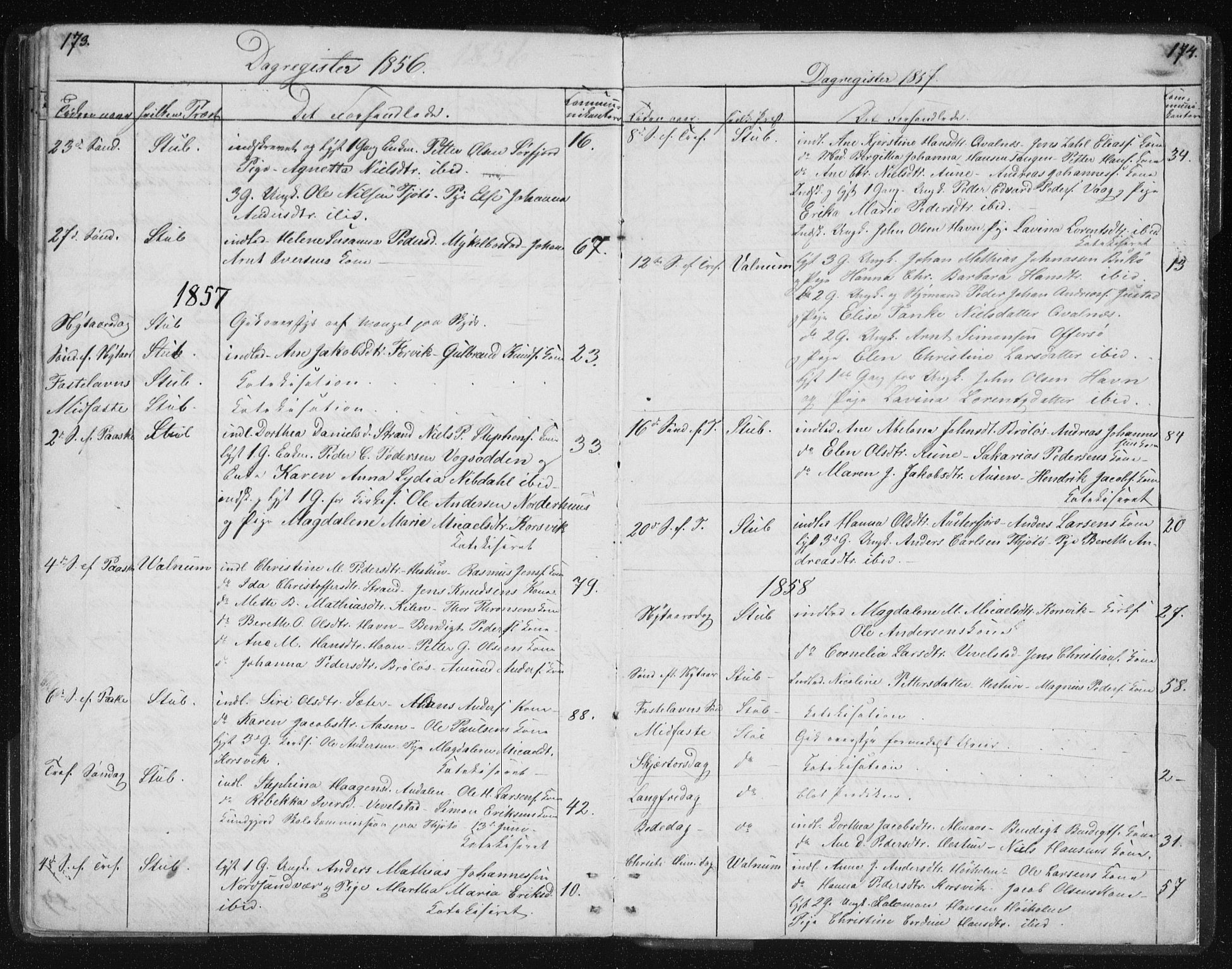 Ministerialprotokoller, klokkerbøker og fødselsregistre - Nordland, SAT/A-1459/819/L0275: Parish register (copy) no. 819C01, 1841-1868, p. 173-174