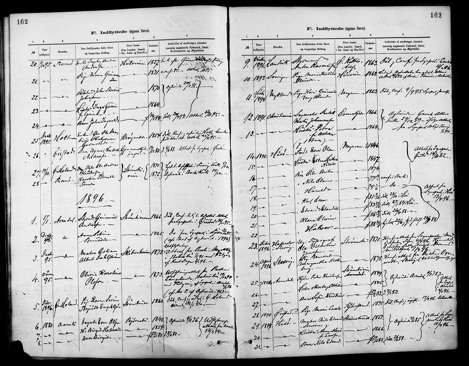 Barbu sokneprestkontor, AV/SAK-1111-0003/F/Fa/L0003: Parish register (official) no. A 3, 1883-1898, p. 162