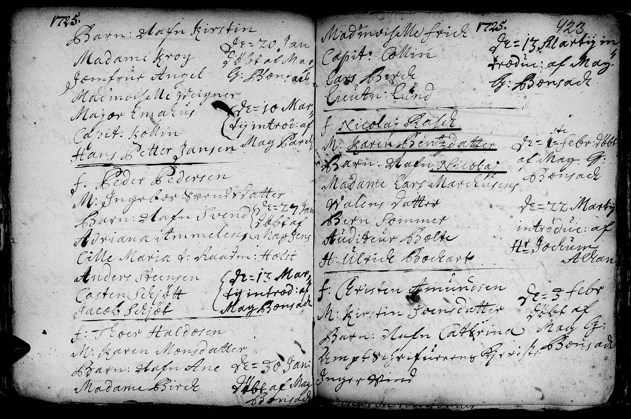 Ministerialprotokoller, klokkerbøker og fødselsregistre - Sør-Trøndelag, AV/SAT-A-1456/601/L0035: Parish register (official) no. 601A03, 1713-1728, p. 423