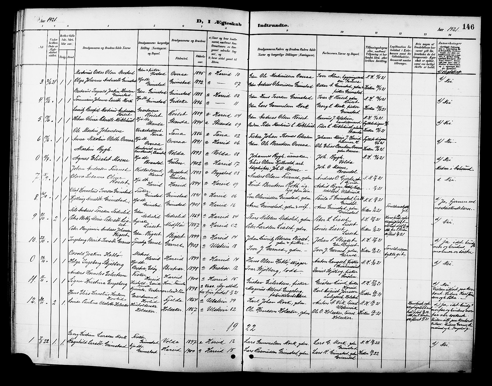 Ministerialprotokoller, klokkerbøker og fødselsregistre - Møre og Romsdal, SAT/A-1454/510/L0126: Parish register (copy) no. 510C03, 1900-1922, p. 146