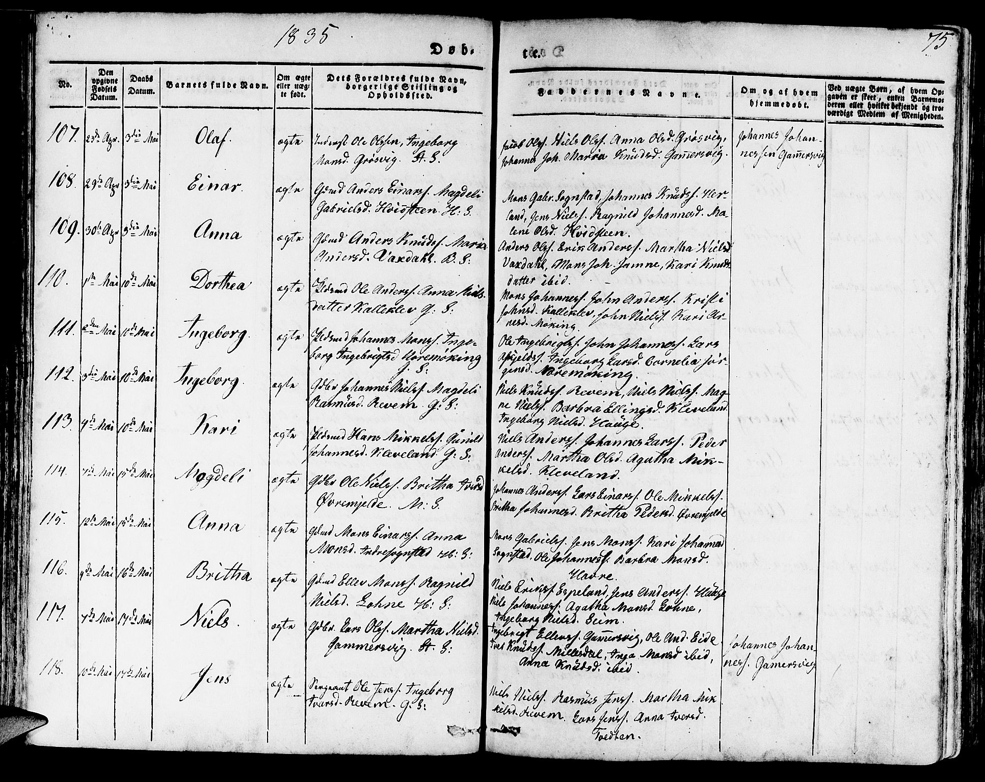 Haus sokneprestembete, AV/SAB-A-75601/H/Haa: Parish register (official) no. A 14, 1827-1838, p. 75