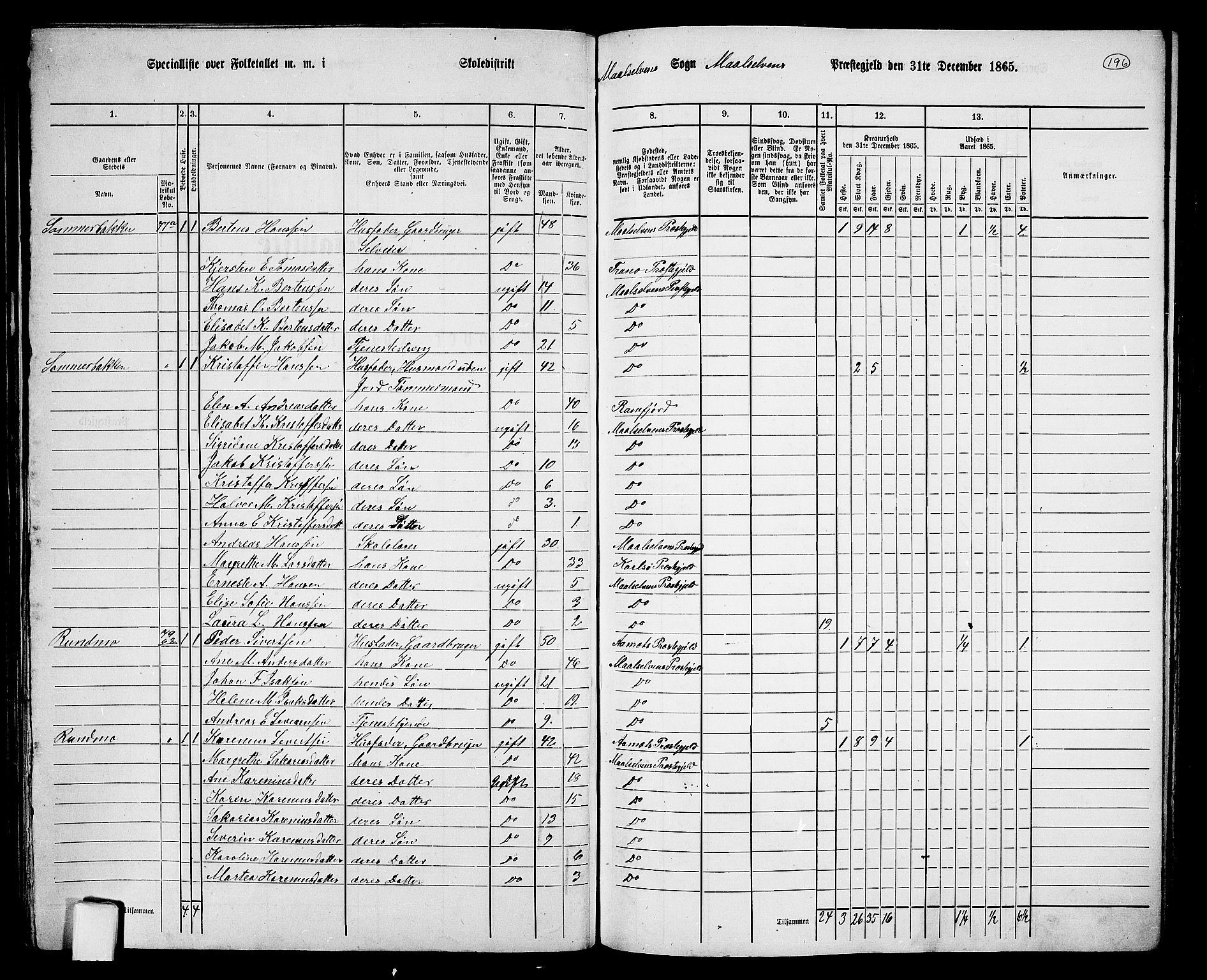 RA, 1865 census for Målselv, 1865, p. 29