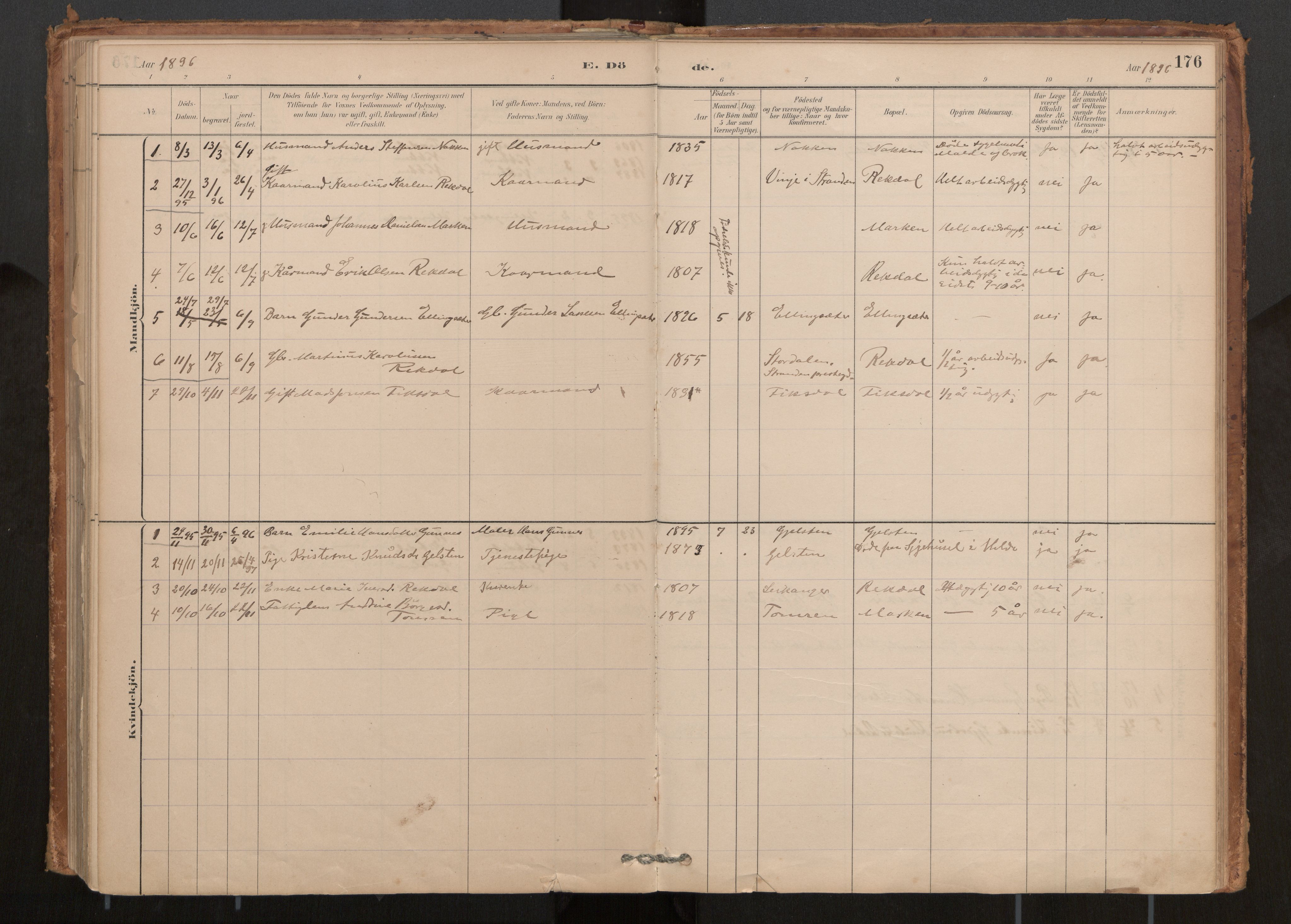 Ministerialprotokoller, klokkerbøker og fødselsregistre - Møre og Romsdal, AV/SAT-A-1454/540/L0540a: Parish register (official) no. 540A02, 1884-1908, p. 176